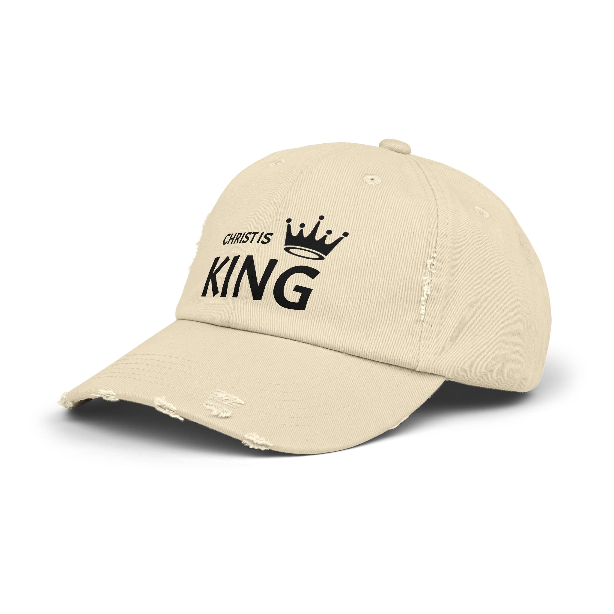 Unisex Distressed Cap - 'Christ is King' Inspirational Hat
