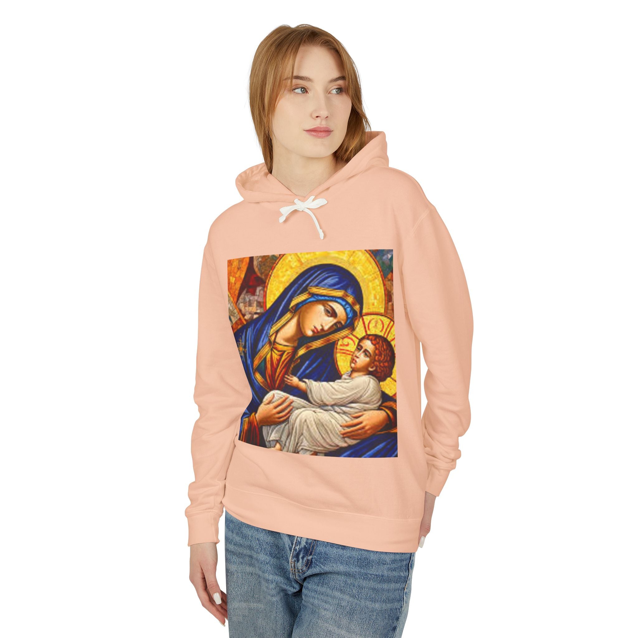 Mary and Child Unisex Hooded Sweatshirt – Faith Inspired Lightweight Hoodie