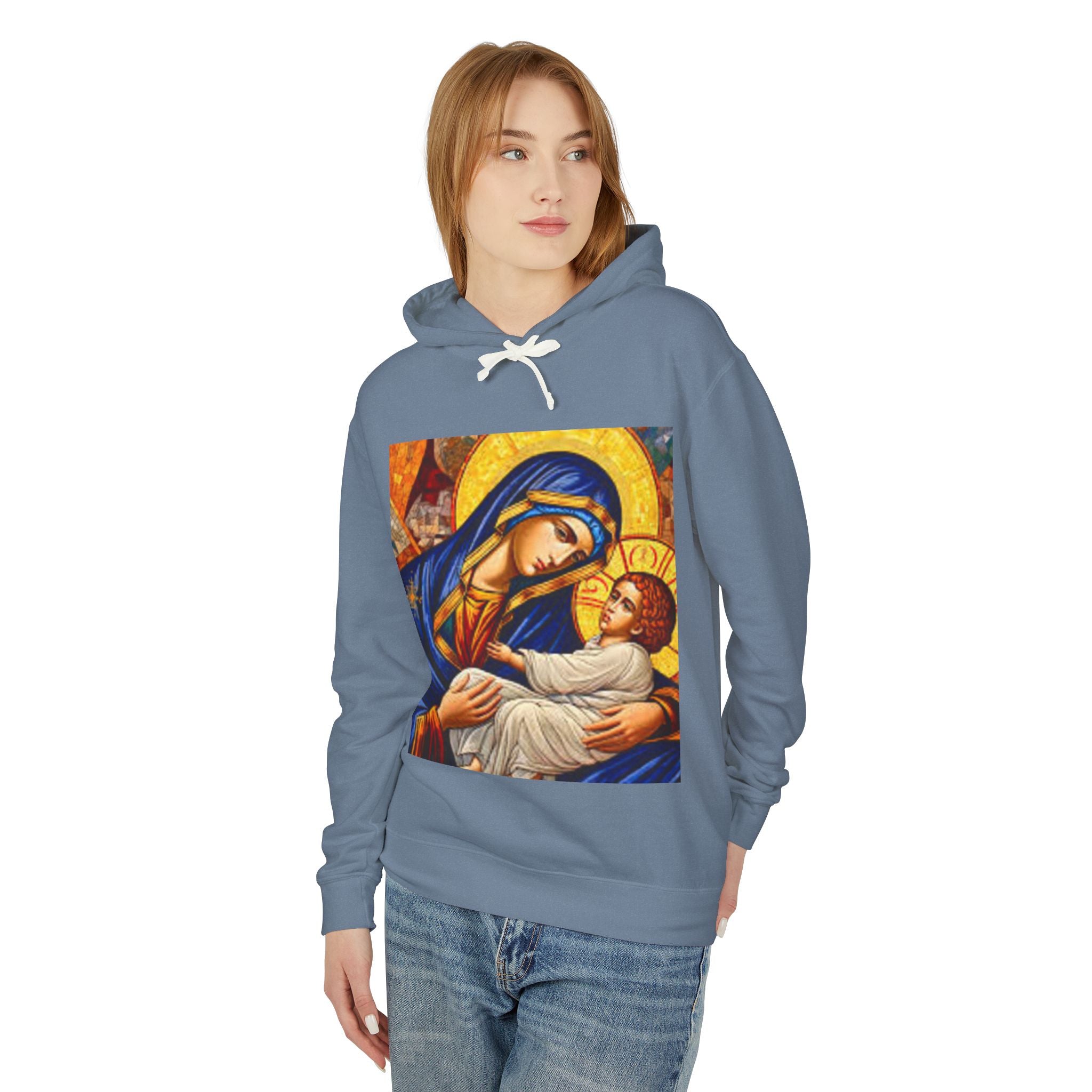 Mary and Child Unisex Hooded Sweatshirt – Faith Inspired Lightweight Hoodie