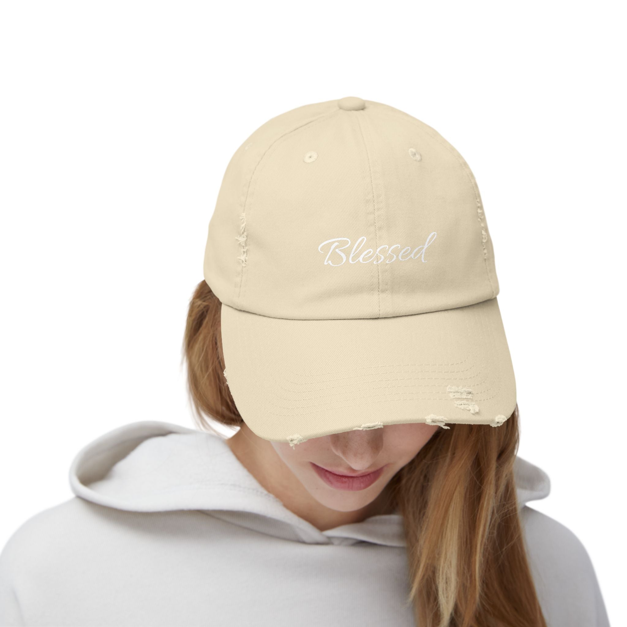 Blessed Distressed Cap - Unisex Casual Hat for Positivity