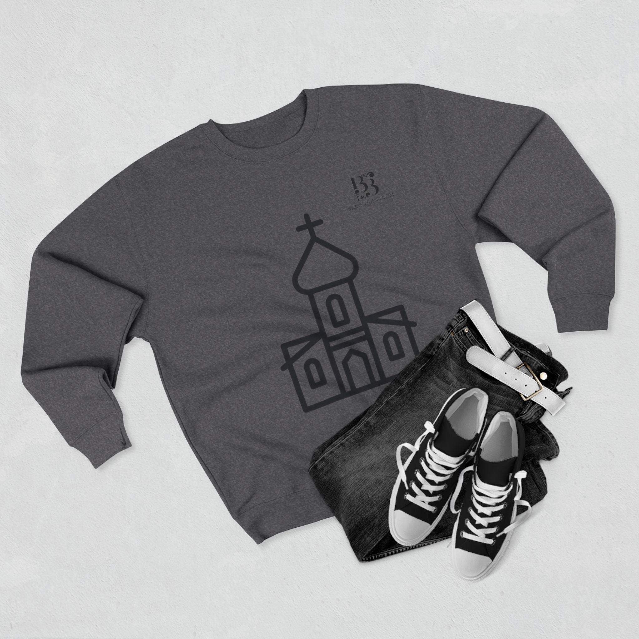 Minimalist Church Design Unisex Crewneck Sweatshirt - Perfect for Faith & Community Events