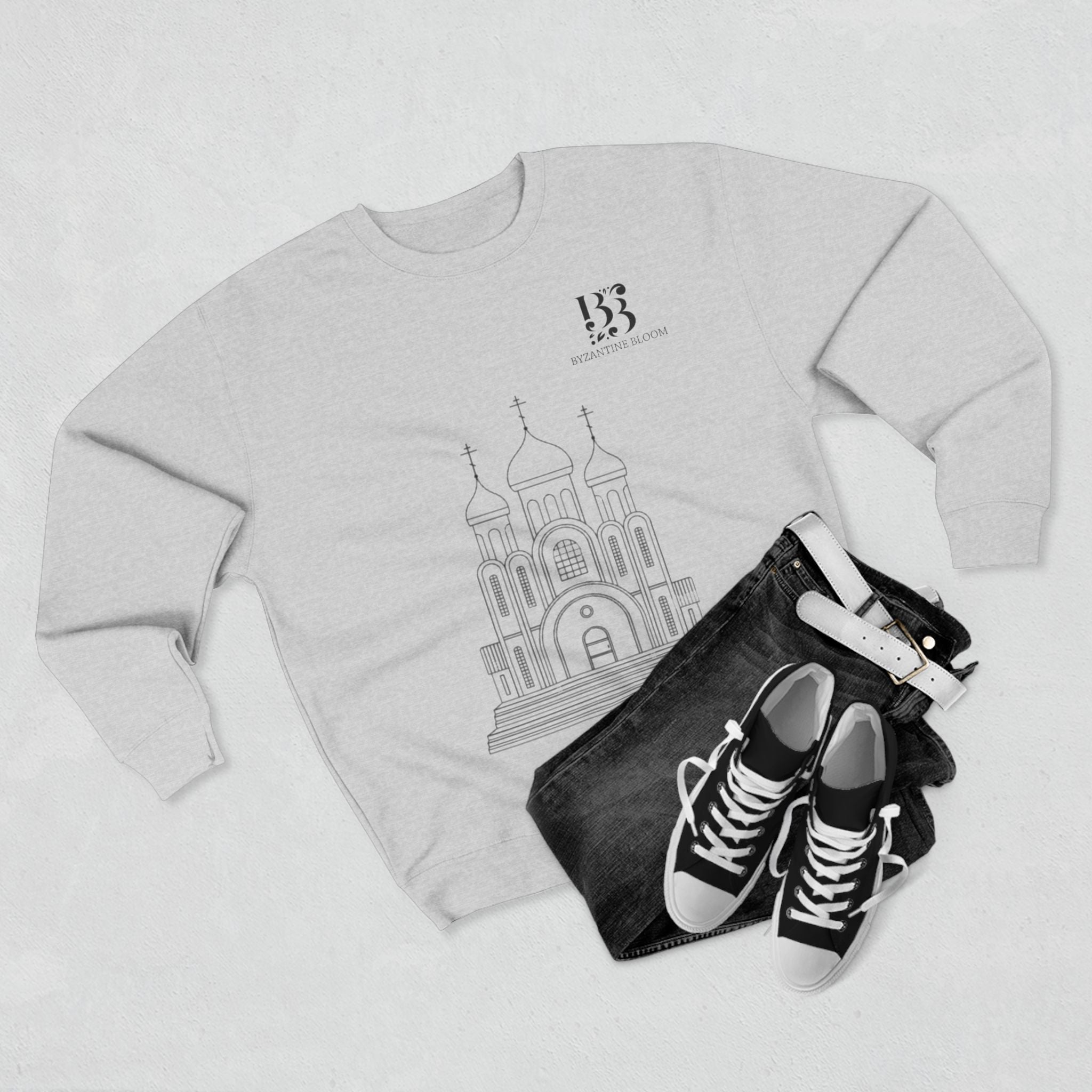 Minimalist Church Design Unisex Crewneck Sweatshirt - Cozy Spiritual Apparel