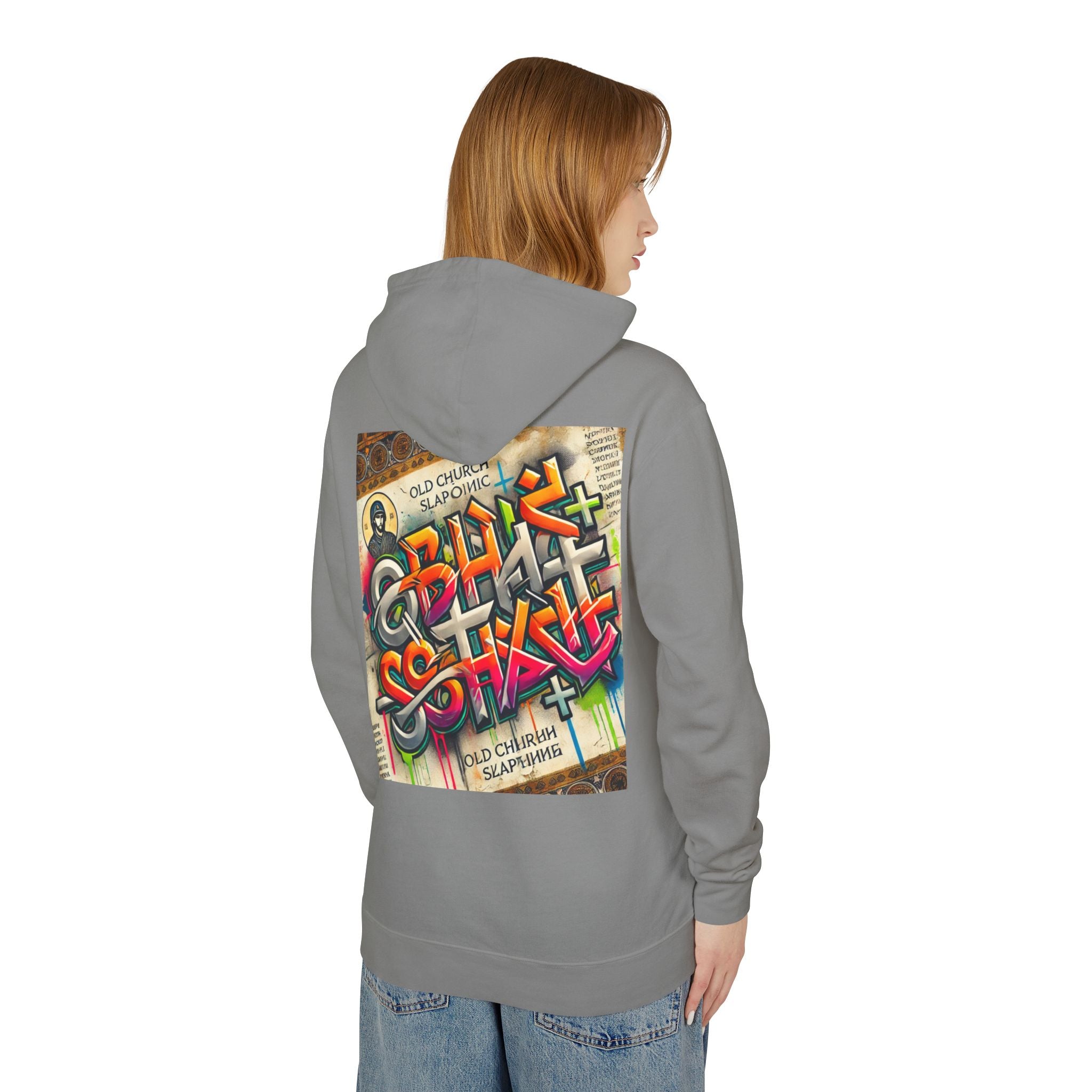Unisex Lightweight Hooded Sweatshirt with Colorful Graffiti Design