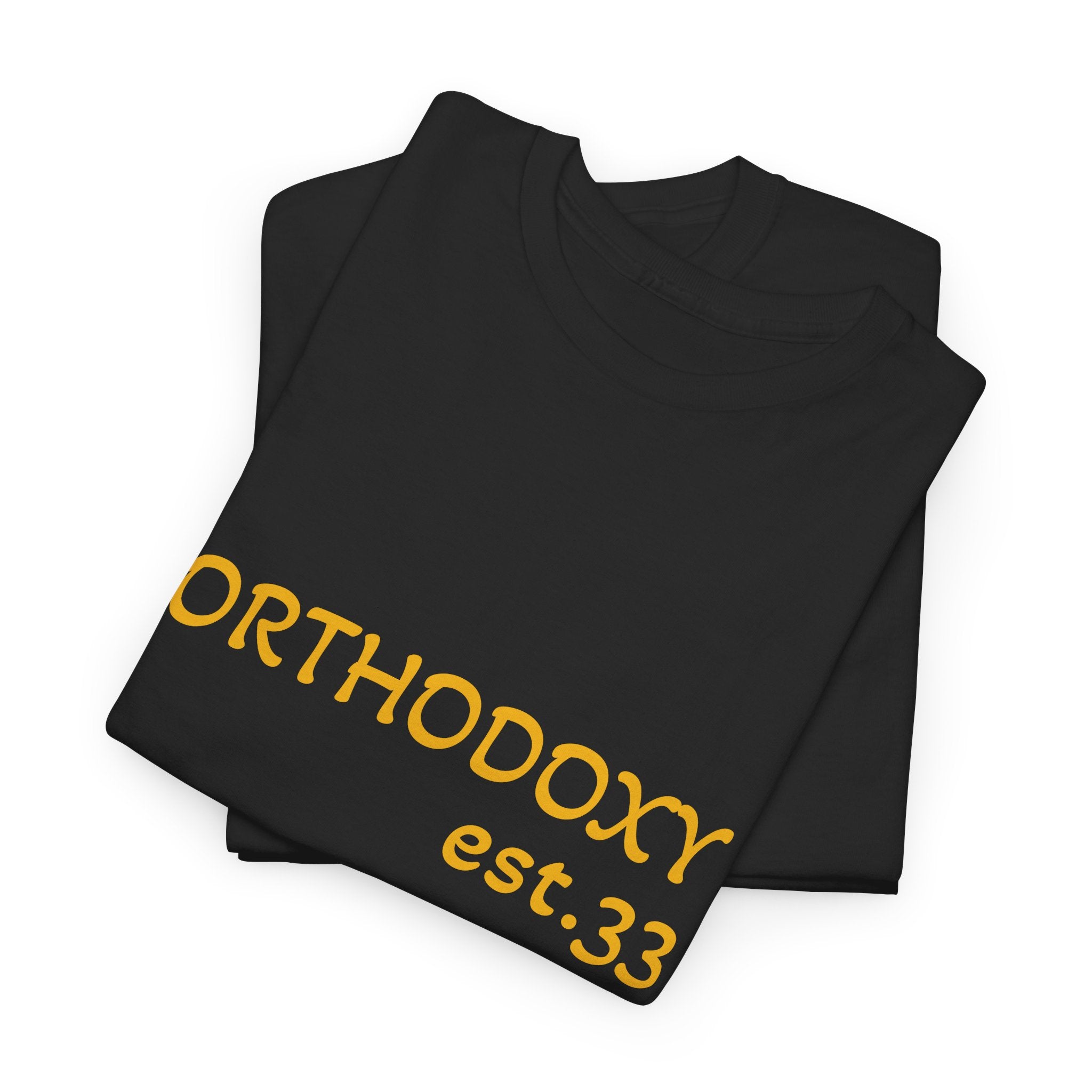 Orthodoxy Est. 33 gold -  Unisex Heavy Cotton Tee