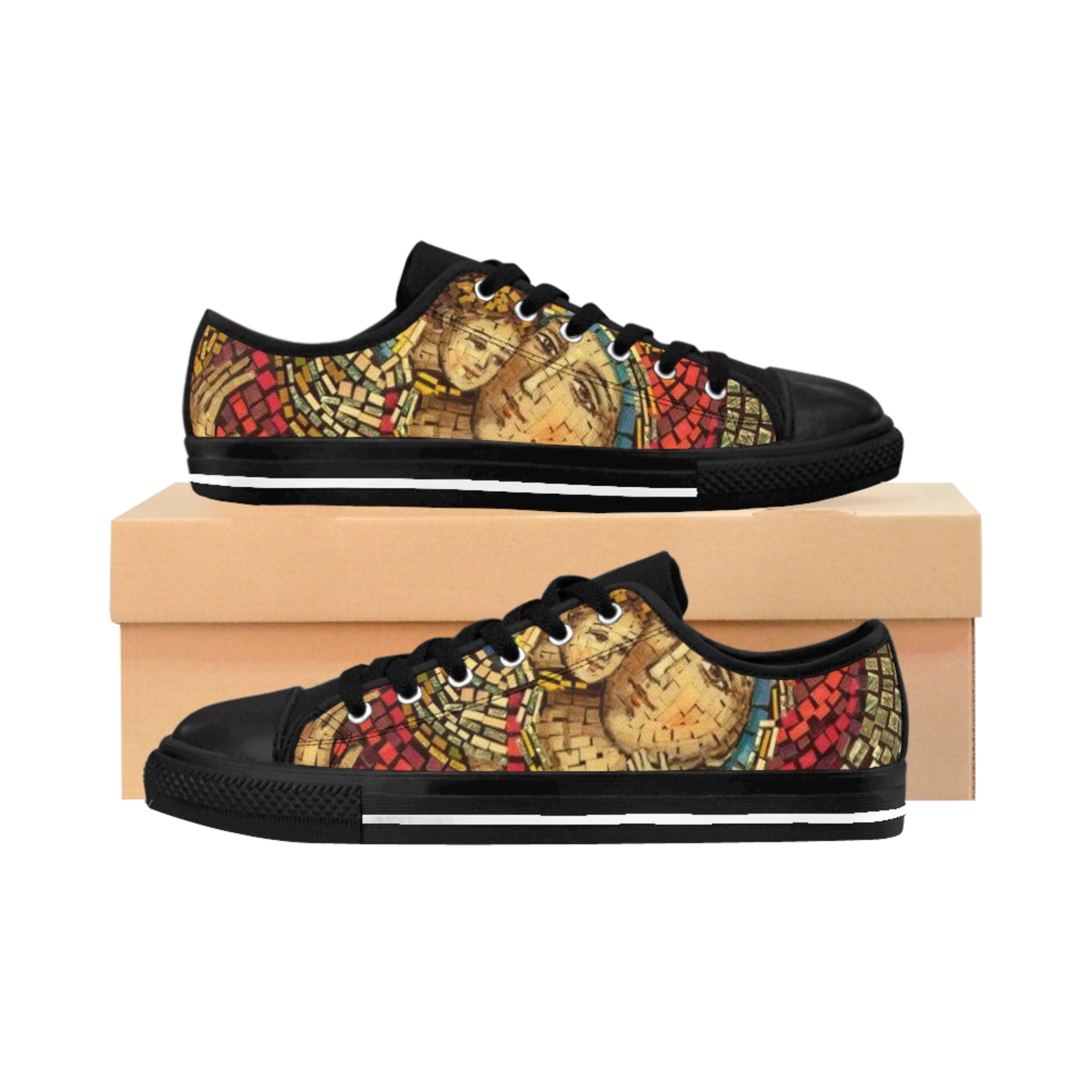 Artistic Men's Sneakers - Colorful Mosaic Design for Everyday Style