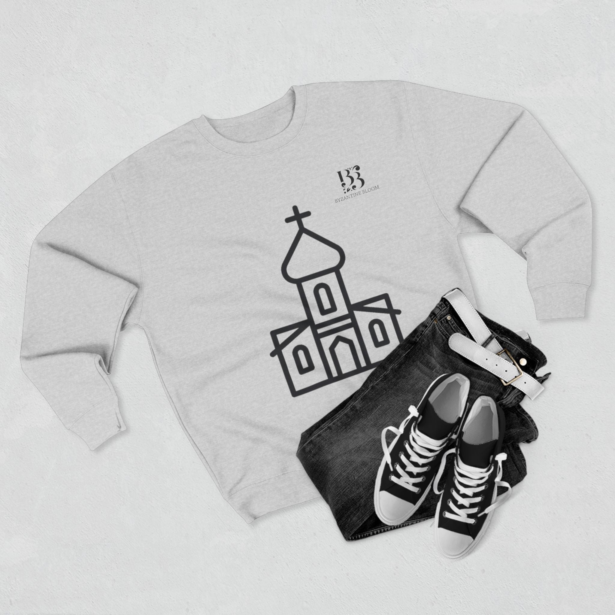 Minimalist Church Design Unisex Crewneck Sweatshirt - Perfect for Faith & Community Events