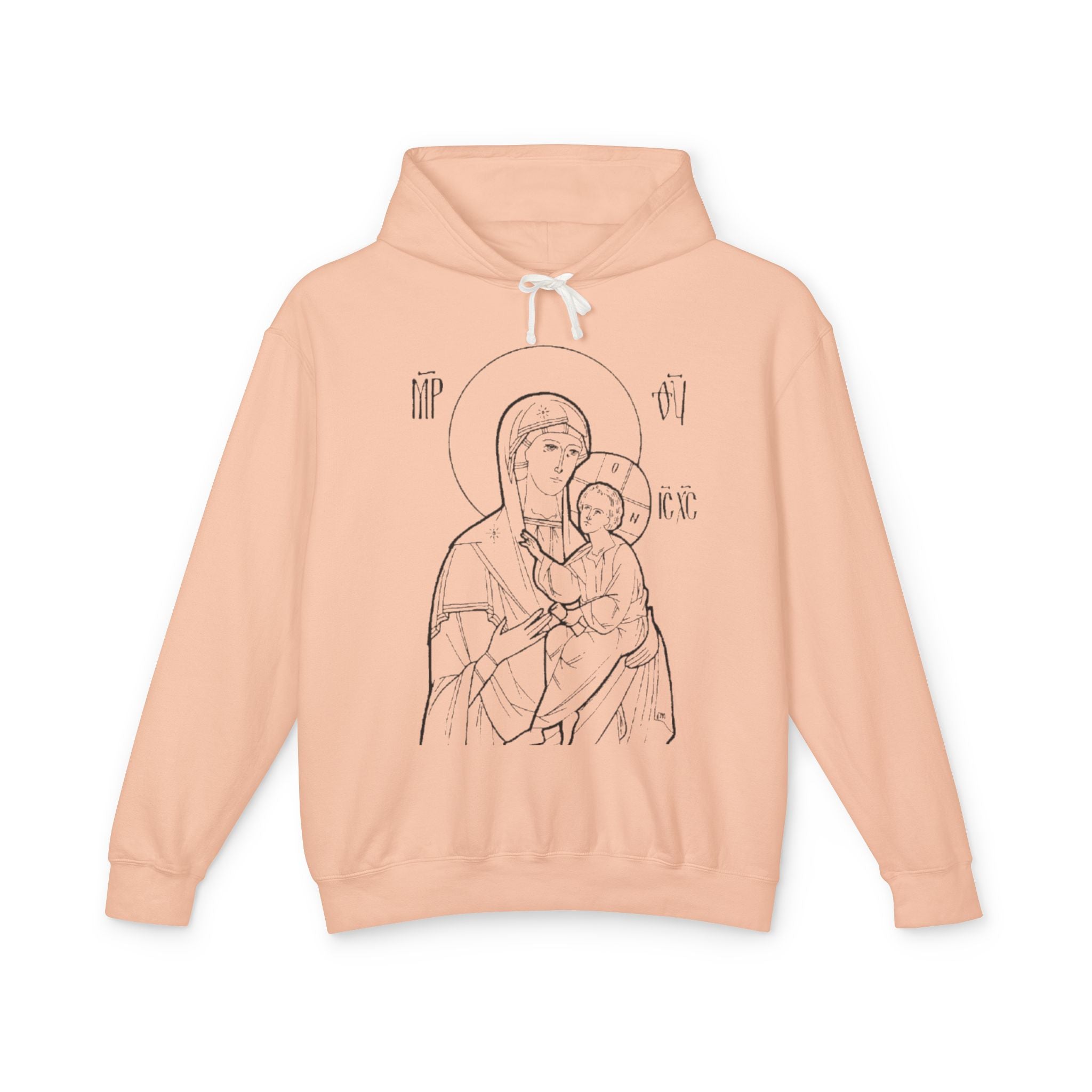 Unisex Religious Virgin Mary Hooded Sweatshirt - Lightweight & Comfortable