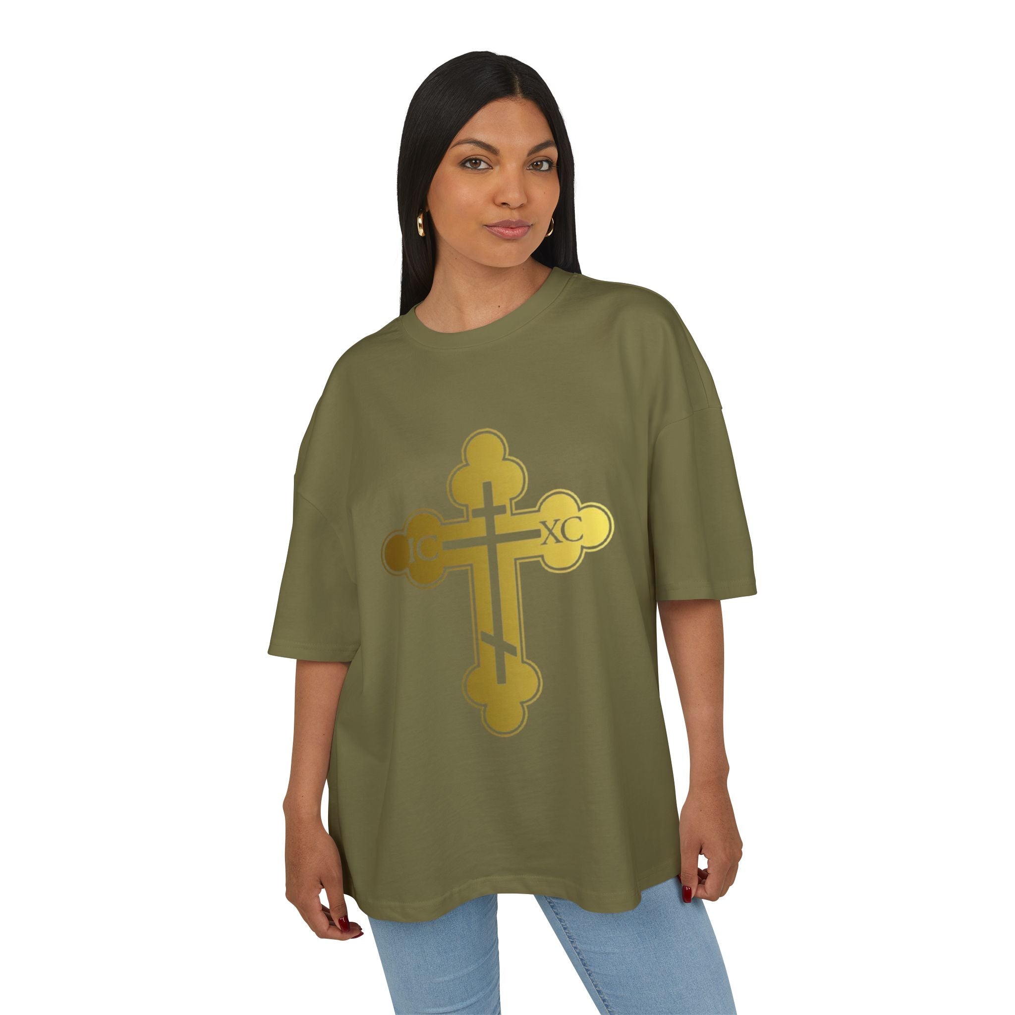 Black Ascension - Gold Cross Design Unisex Heavy Cotton Tee - Faith & Style