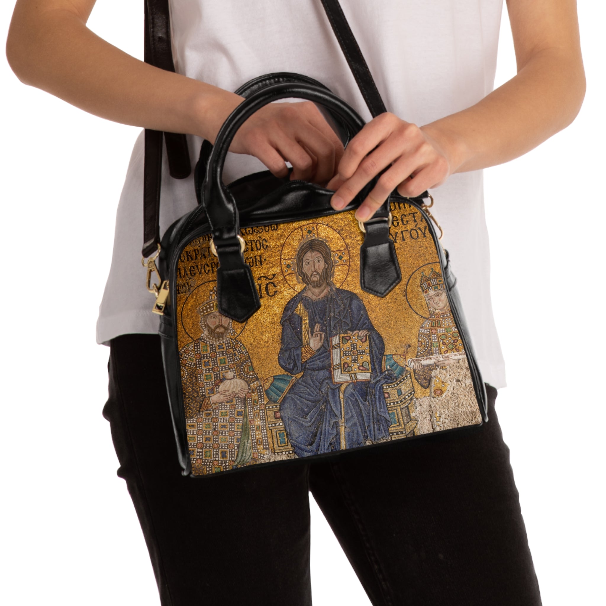 Orthodox Icon Shoulder Handbag - Stylish Religious Tote for Faithful Carrying