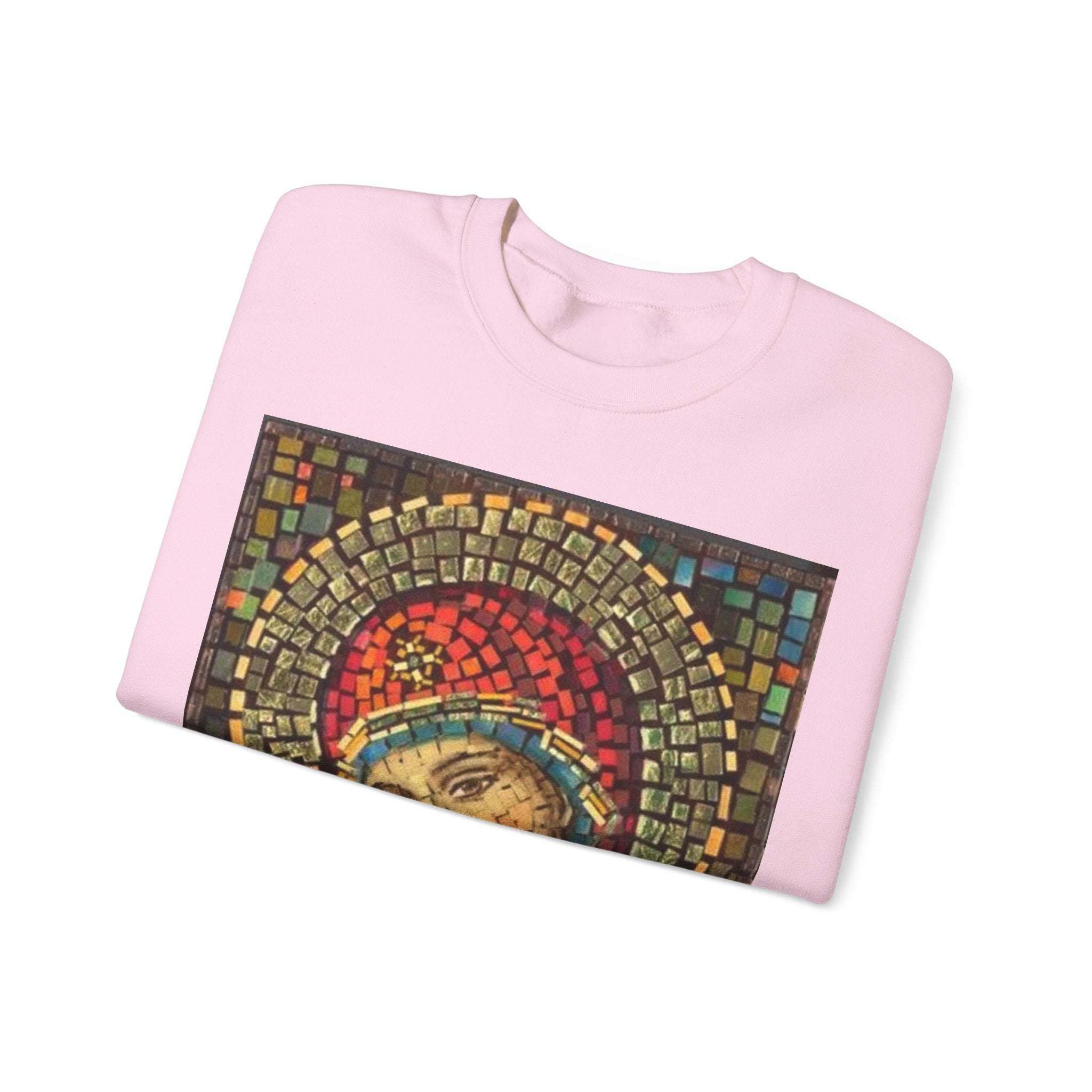Unisex Heavy Blend™ Crewneck Sweatshirt - Colorful Mosaic Virgin Mary Design
