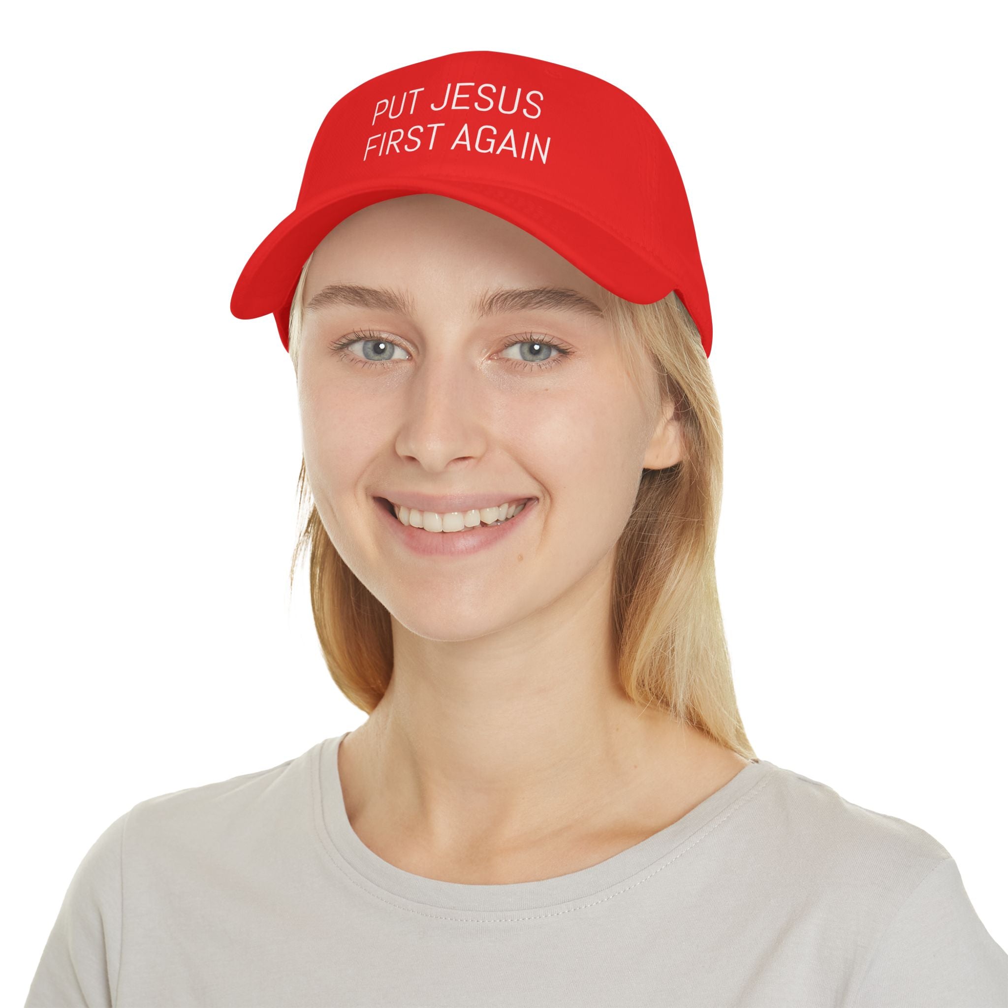Inspirational Low Profile Baseball Cap - 'Put Jesus First Again'
