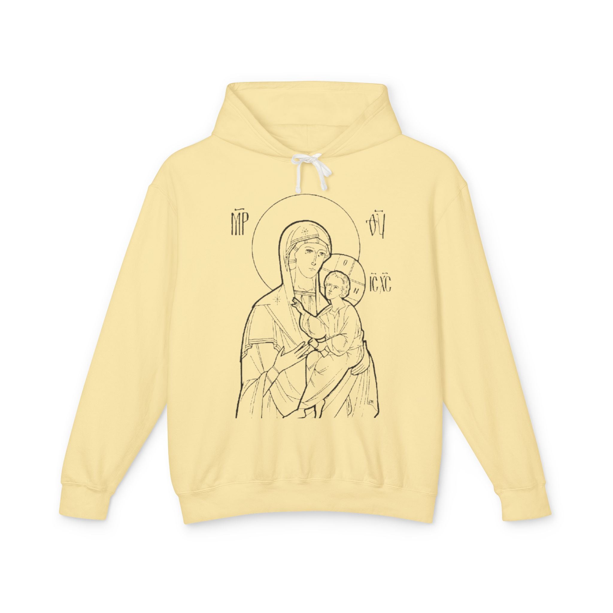 Unisex Religious Virgin Mary Hooded Sweatshirt - Lightweight & Comfortable