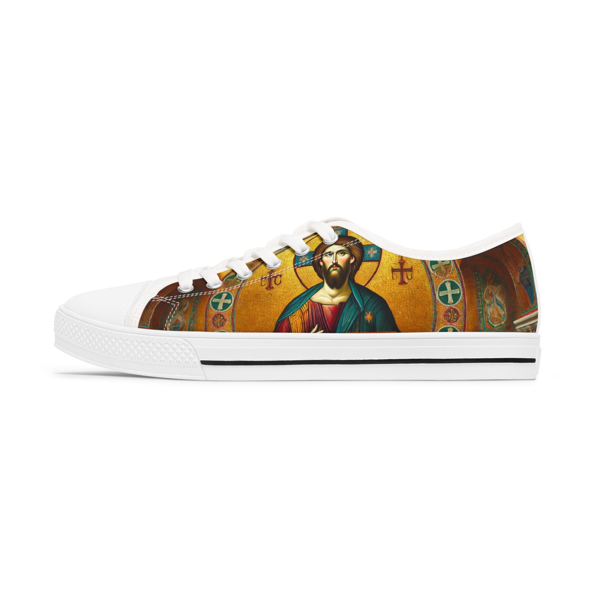 Religious Icon Low Top Sneakers - Artistic Christian Design