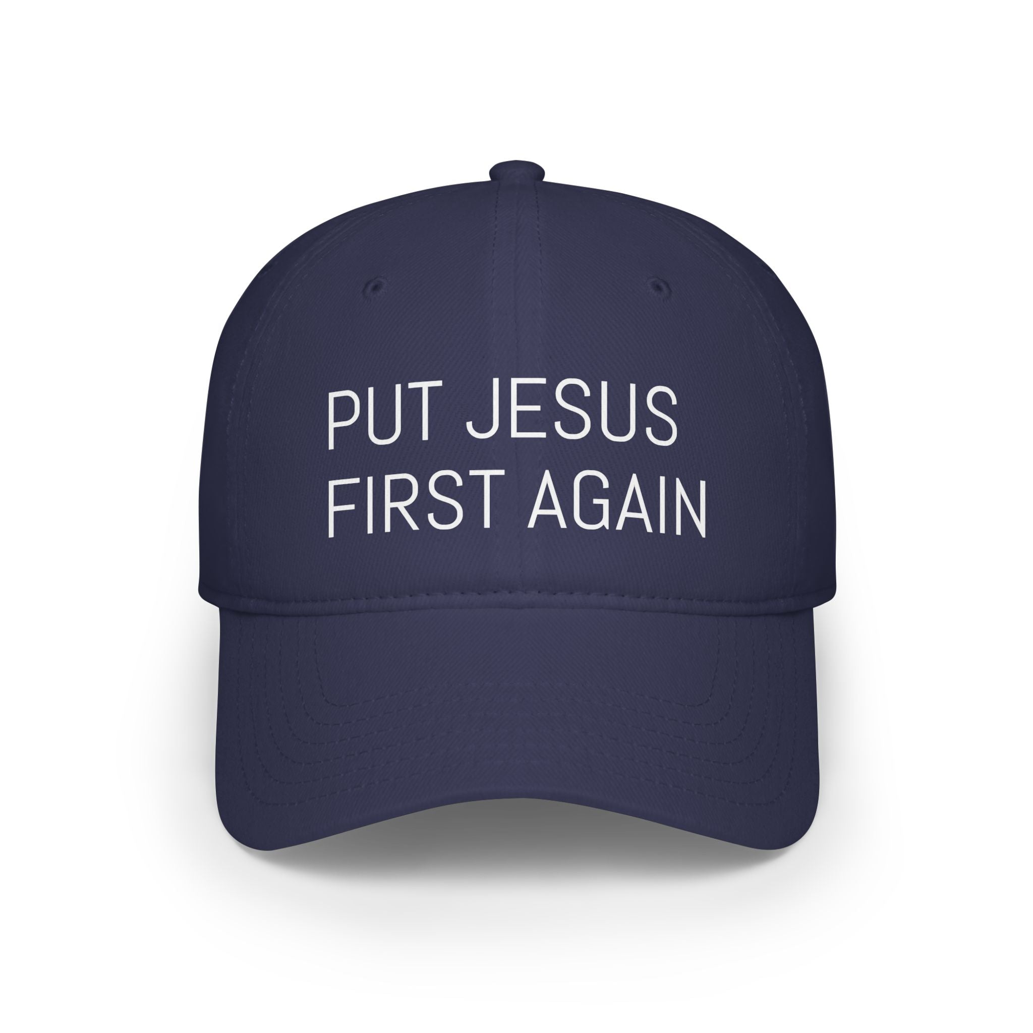 Inspirational Low Profile Baseball Cap - 'Put Jesus First Again'