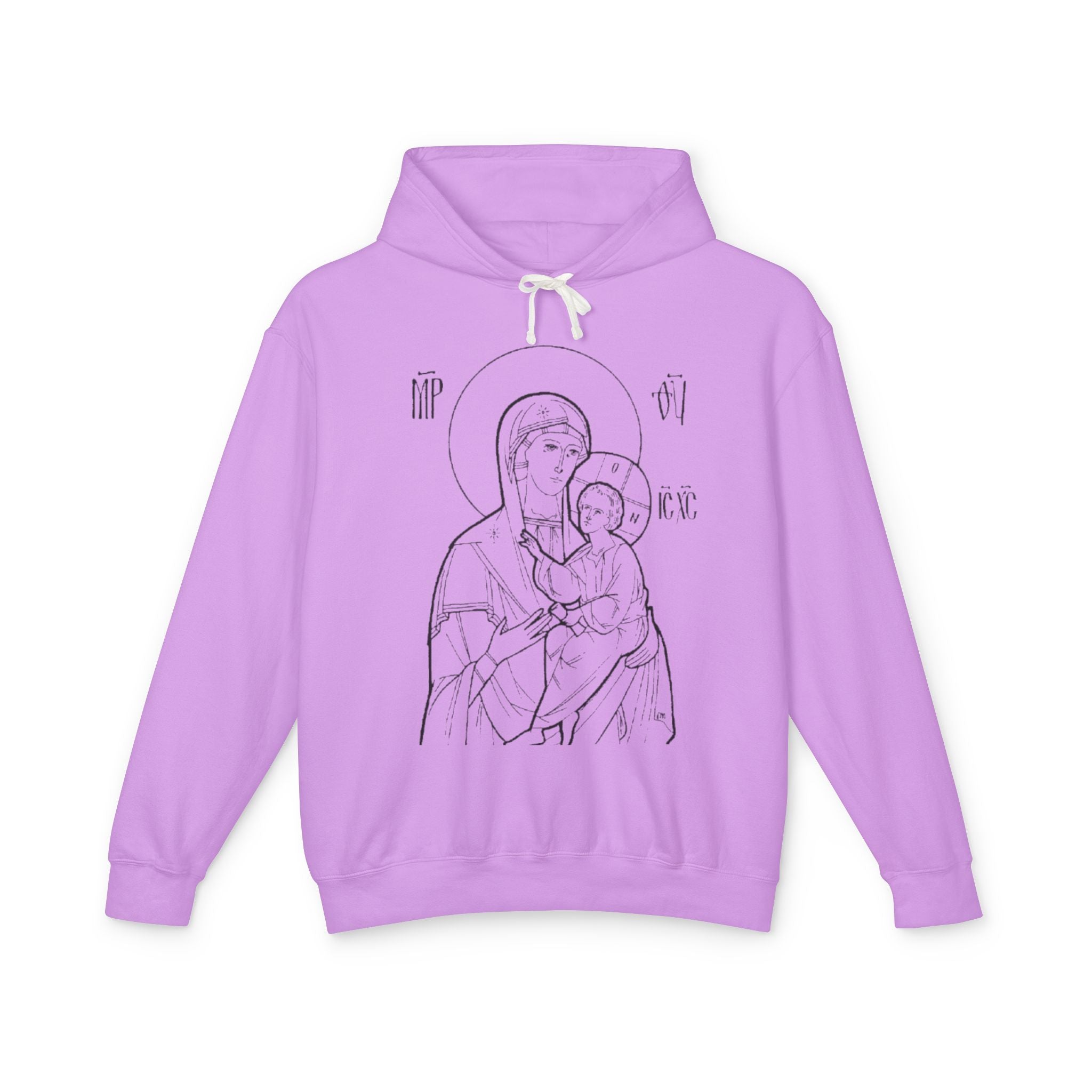 Unisex Religious Virgin Mary Hooded Sweatshirt - Lightweight & Comfortable