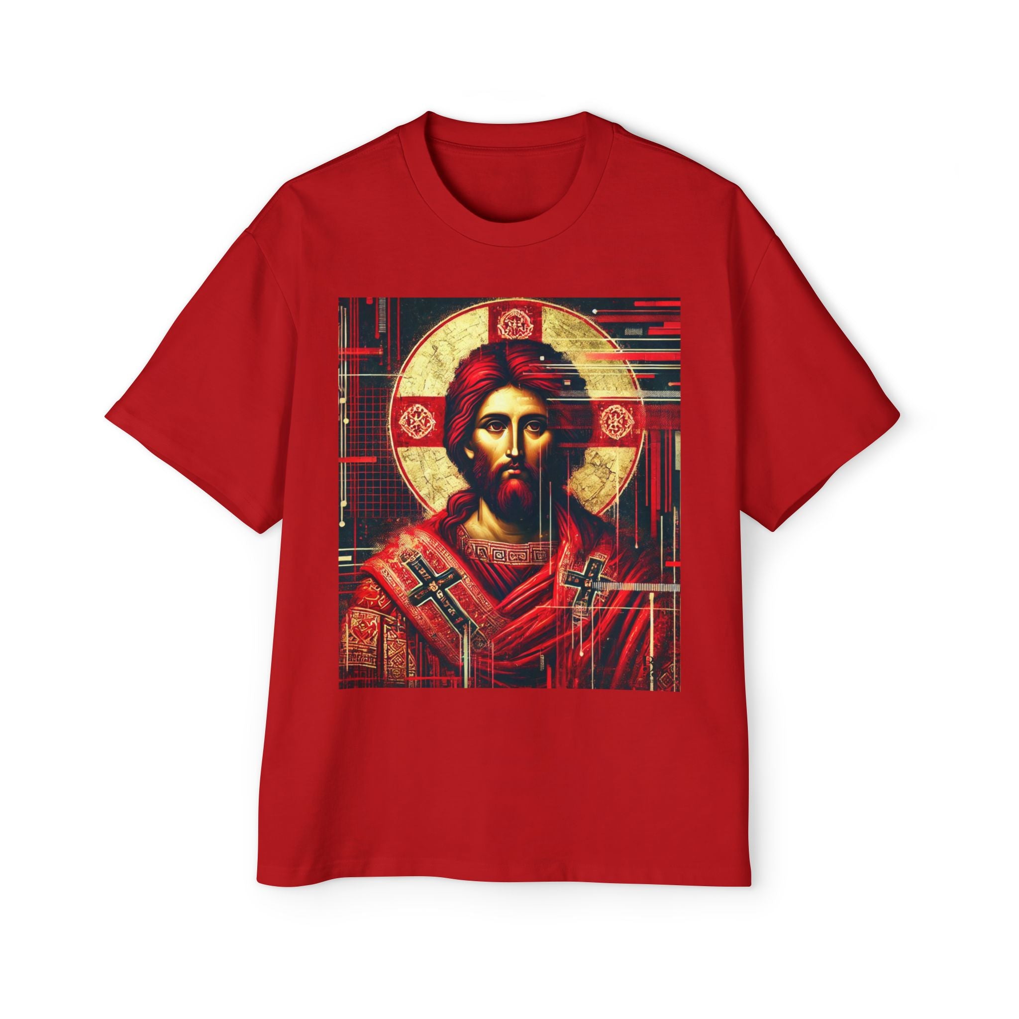 Men's Heavy Oversized Tee with Iconic Design - Bold Fashion Statement for Faith and Style