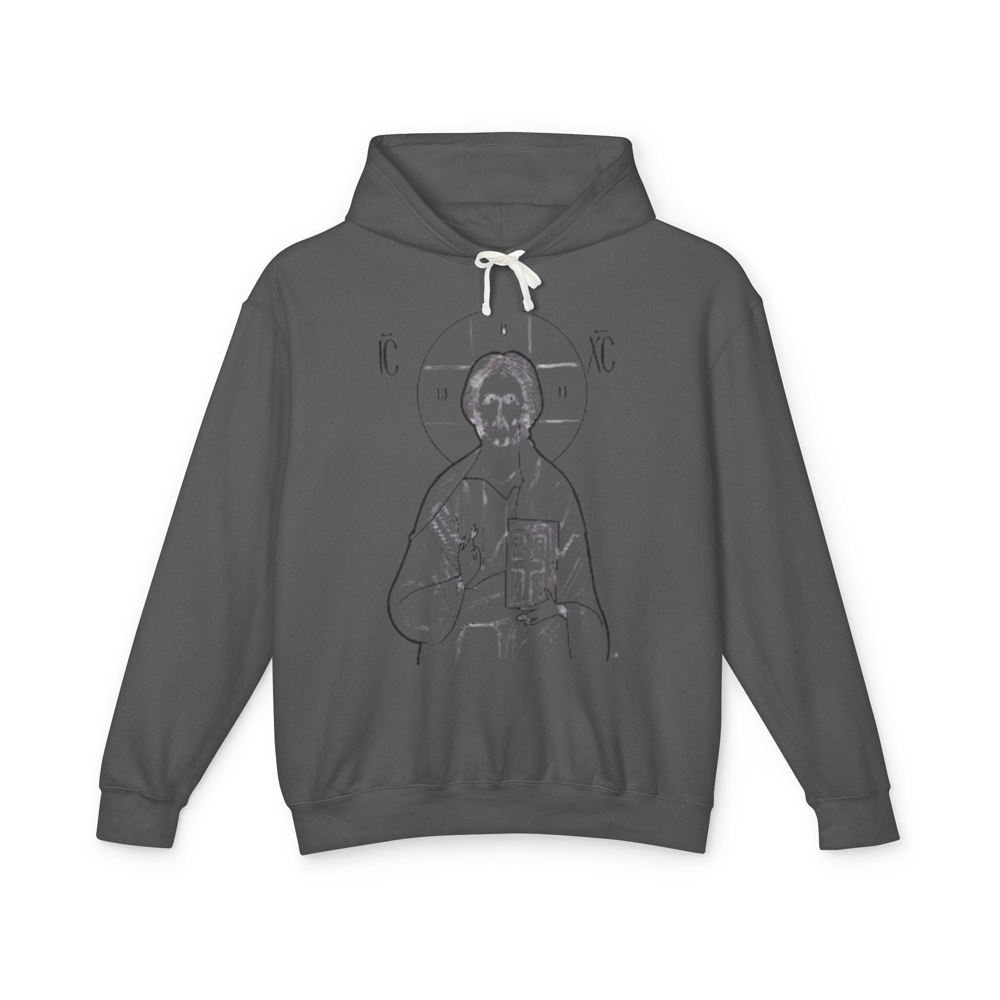 Unisex Lightweight Hooded Sweatshirt with Christ Design - Faith-Inspired Apparel