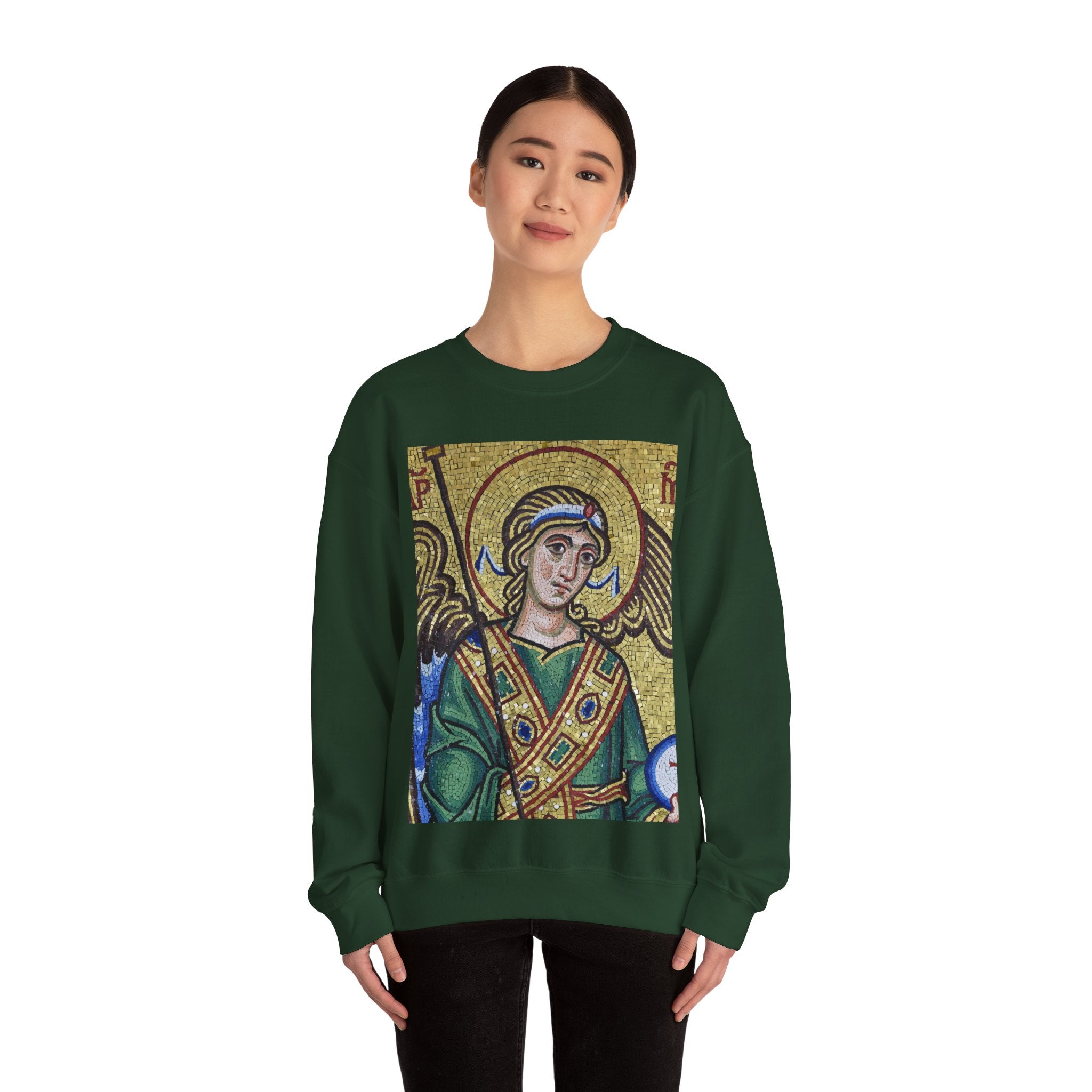 Unisex Heavy Blend™ Crewneck Sweatshirt with Mosaic Angel Design - Perfect for Spiritual Gatherings and Casual Comfort