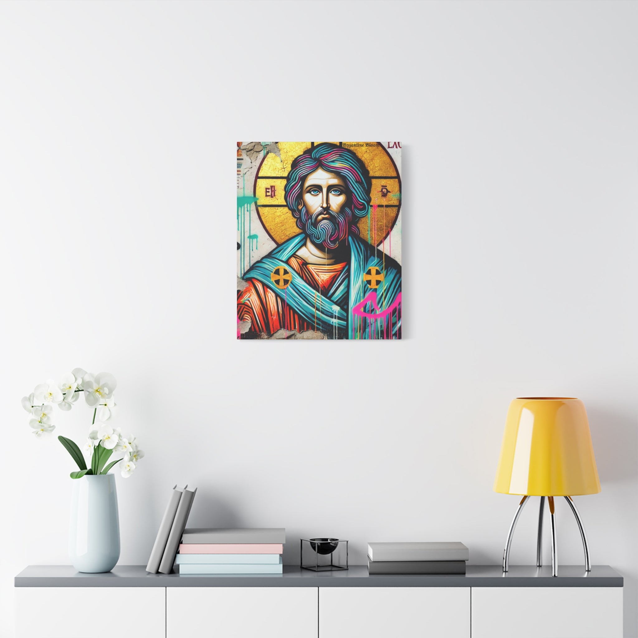 Vibrant Stretched Canvas Art - Urban Christian Icon