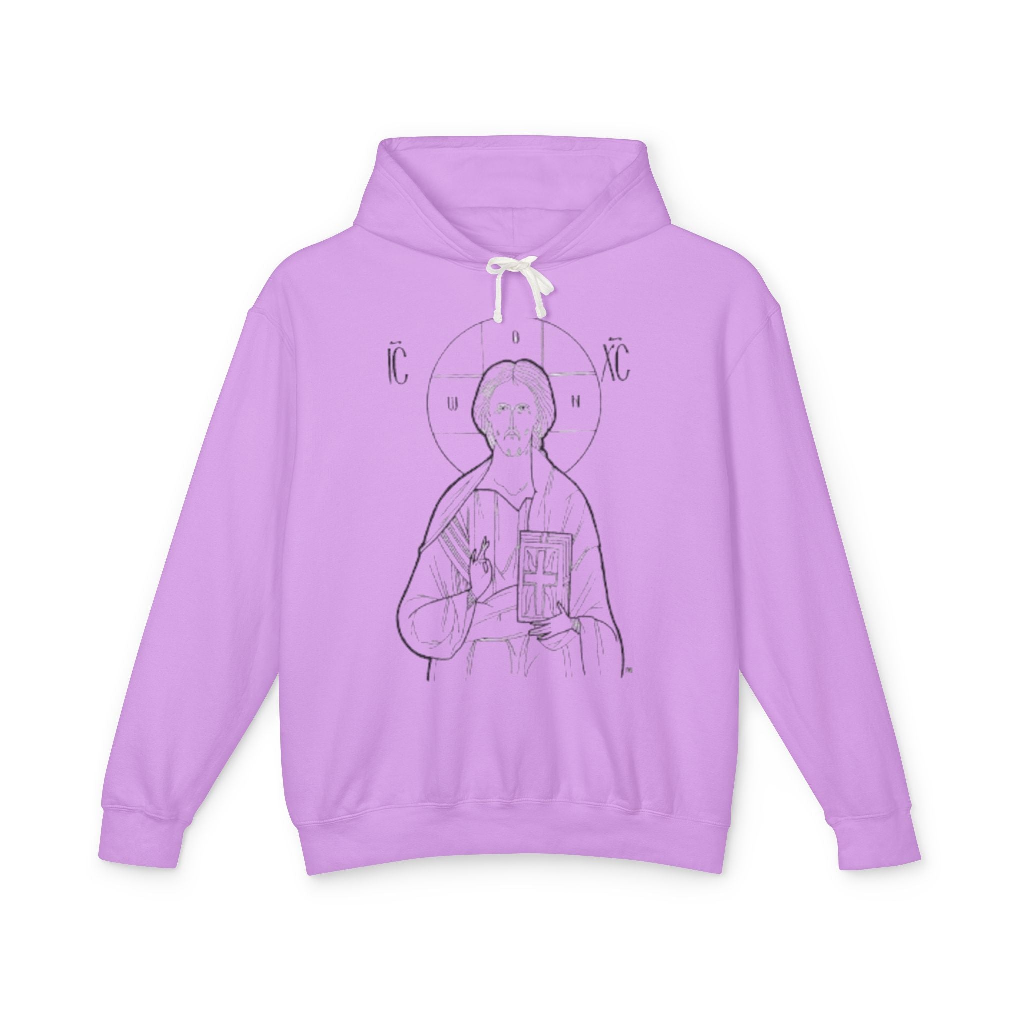 Unisex Lightweight Hooded Sweatshirt with Christ Design - Faith-Inspired Apparel