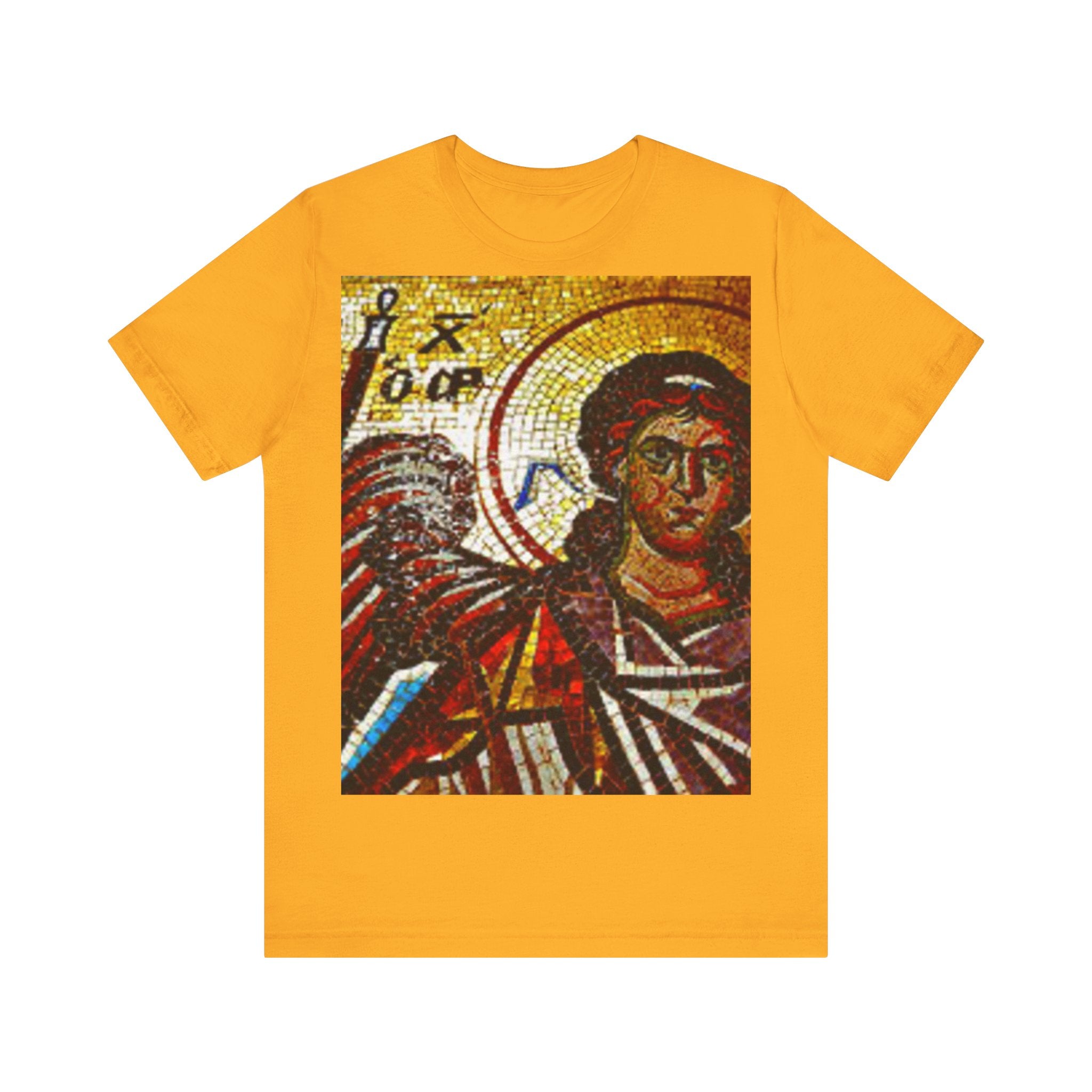 Vintage Iconography Unisex Jersey Tee - Artistic Mosaic Print