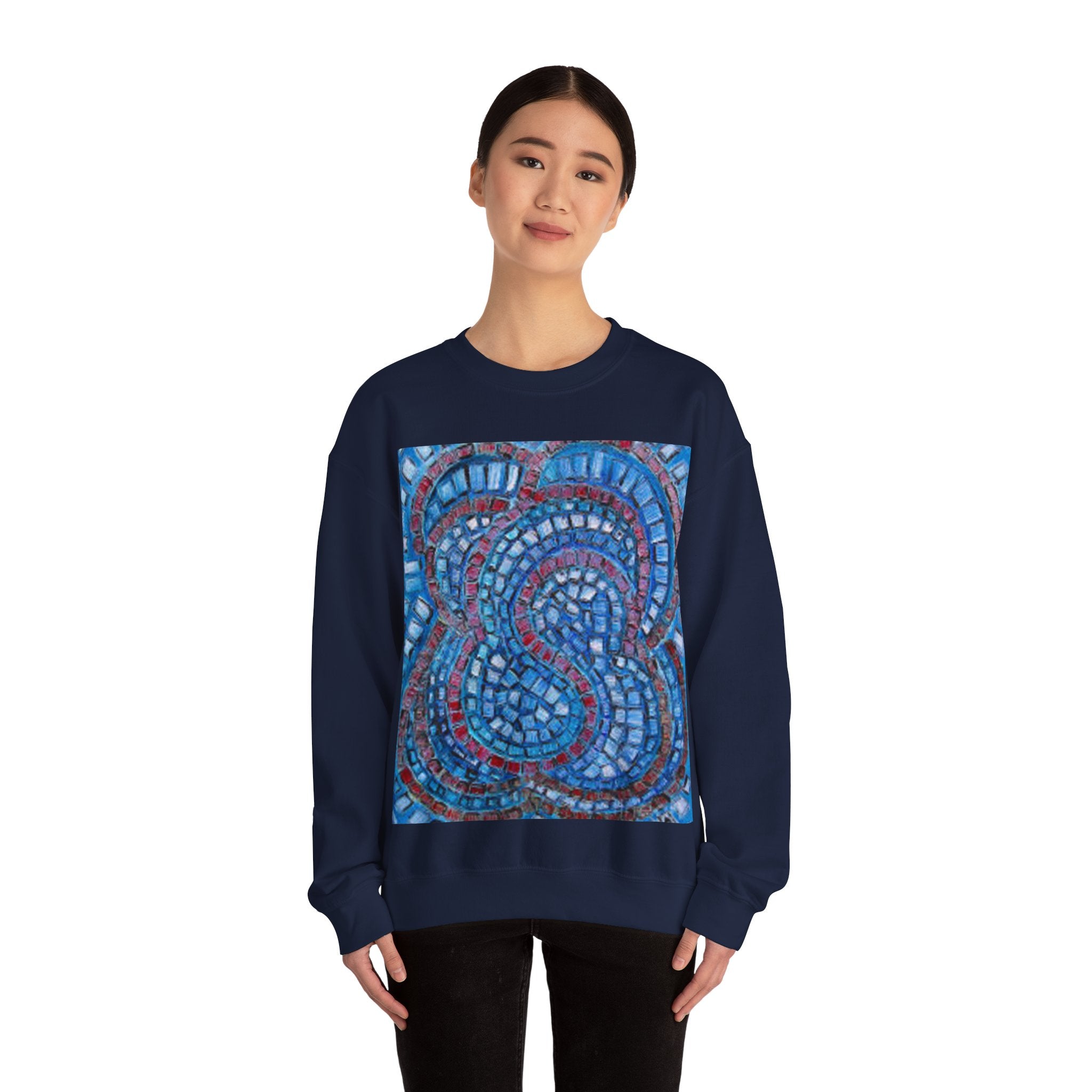 Vibrant Mosaic Crewneck Sweatshirt - Cozy Art-Inspired Apparel for Every Occasion