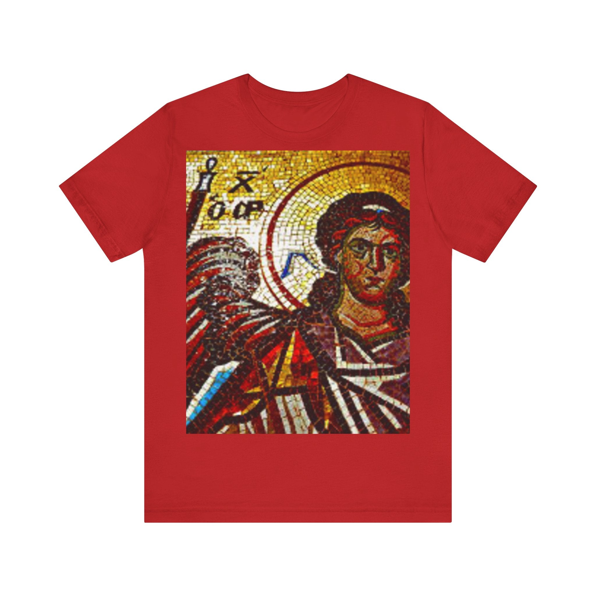 Vintage Iconography Unisex Jersey Tee - Artistic Mosaic Print