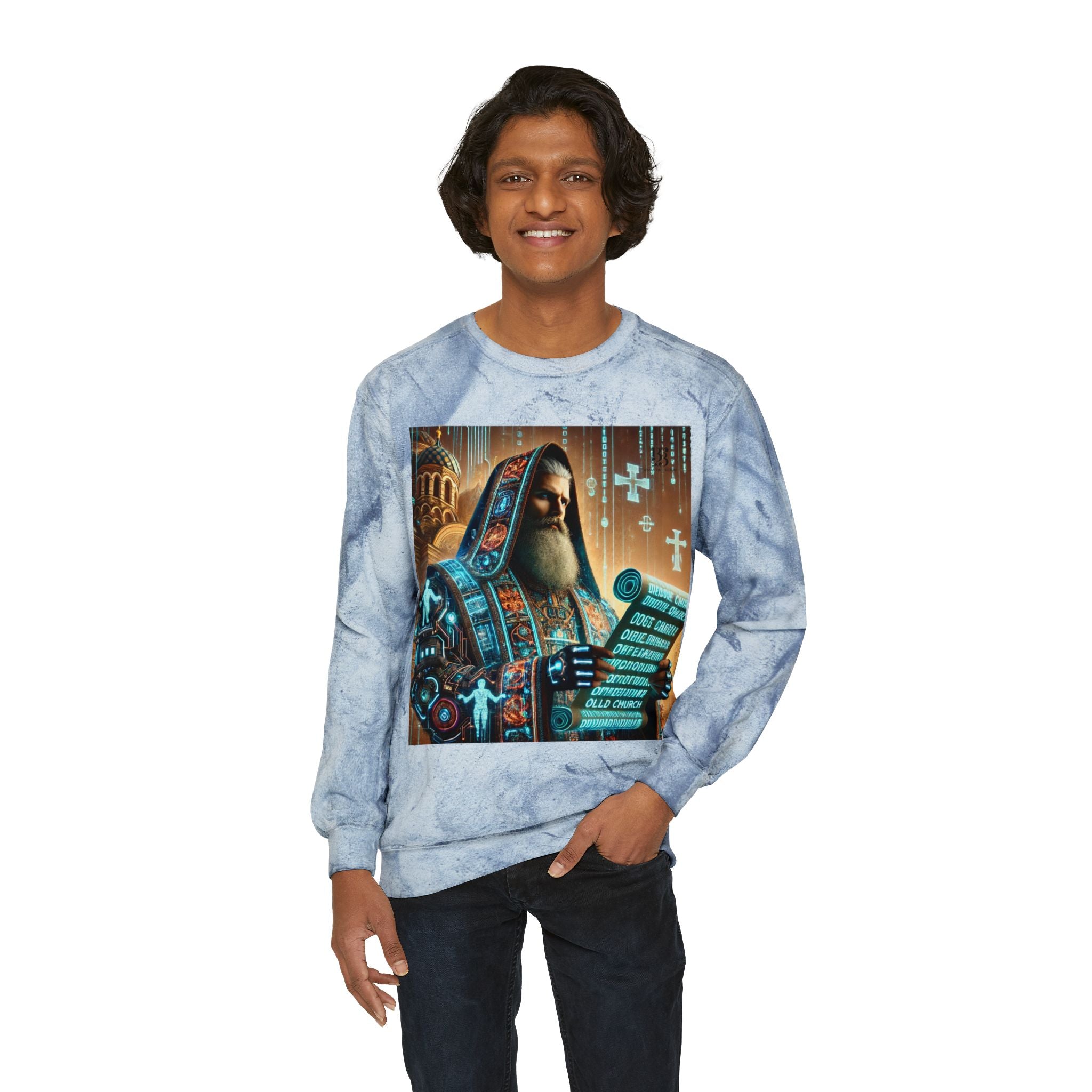 Colorful Saintly Vibes Unisex Crewneck Sweatshirt | Spiritual Art Design