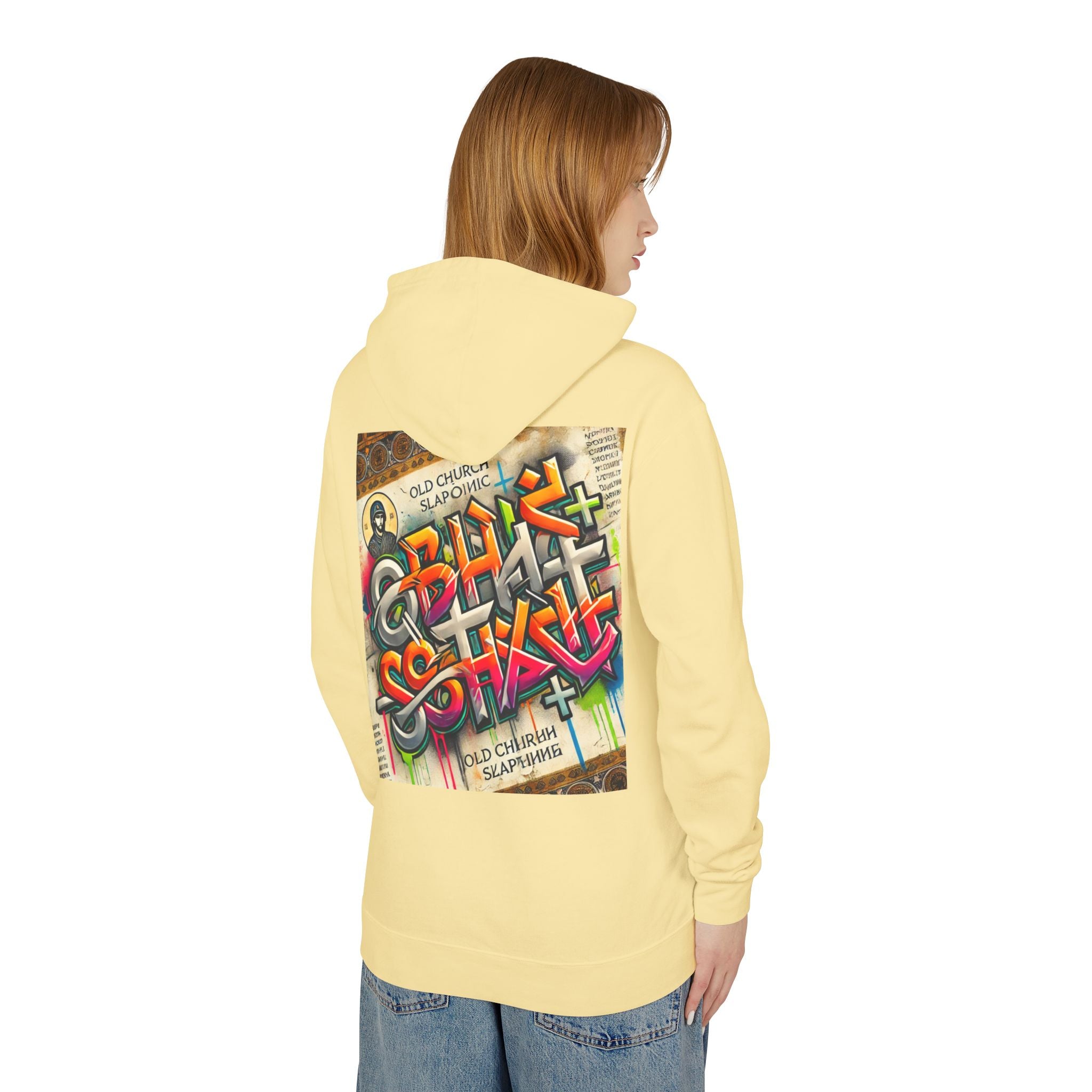 Unisex Lightweight Hooded Sweatshirt with Colorful Graffiti Design