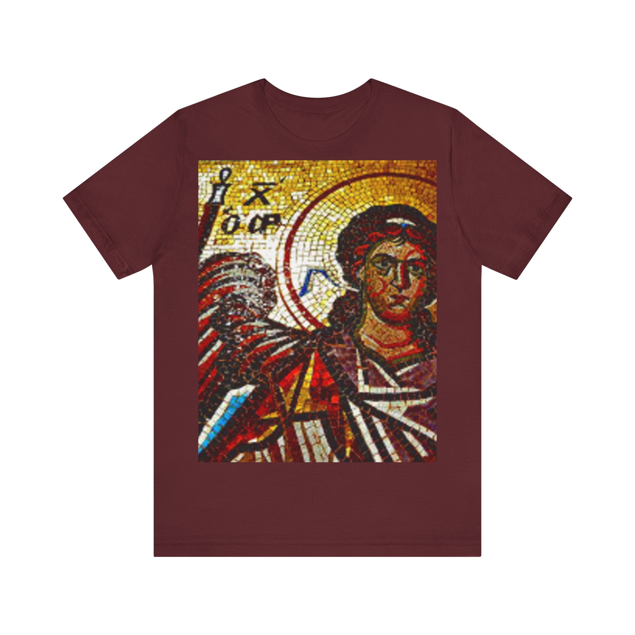 Vintage Iconography Unisex Jersey Tee - Artistic Mosaic Print
