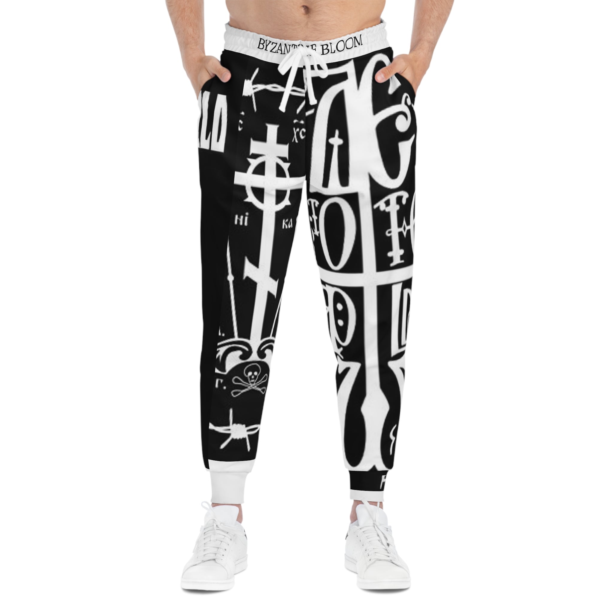 Bold Graphic Athletic Joggers - Unique Black Design for Comfort & Style