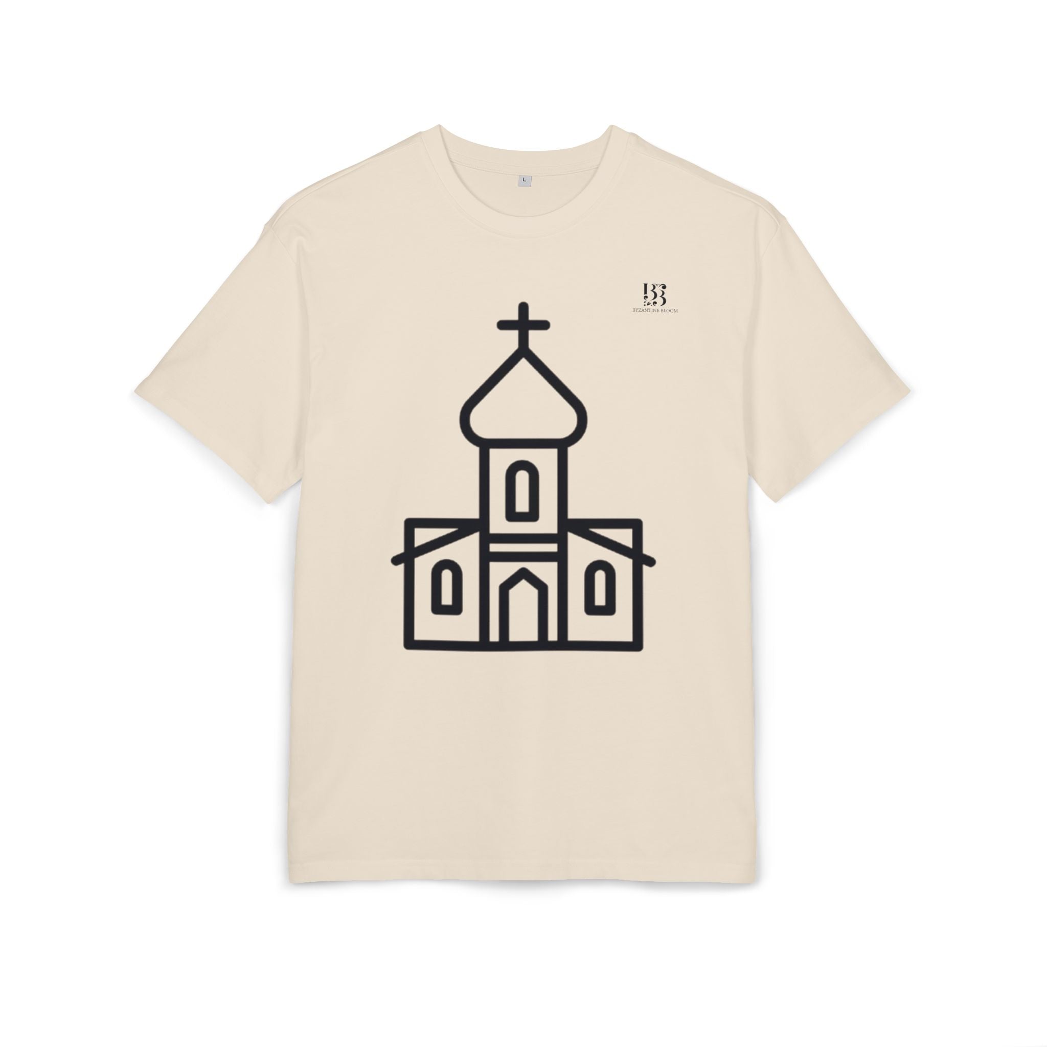 Unisex Heavy Oversize Tee - Modern Minimalist Church Design, Casual Wear for Everyday Style