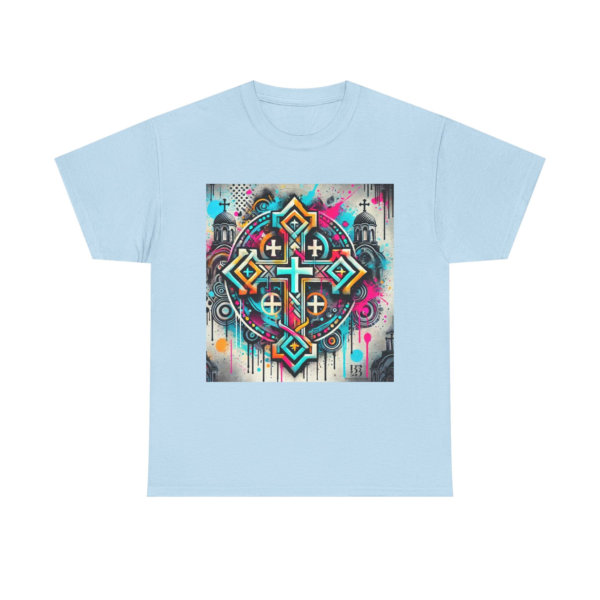 Colorful Religious Graphic Unisex Heavy Cotton Tee - Faith Inspired Art