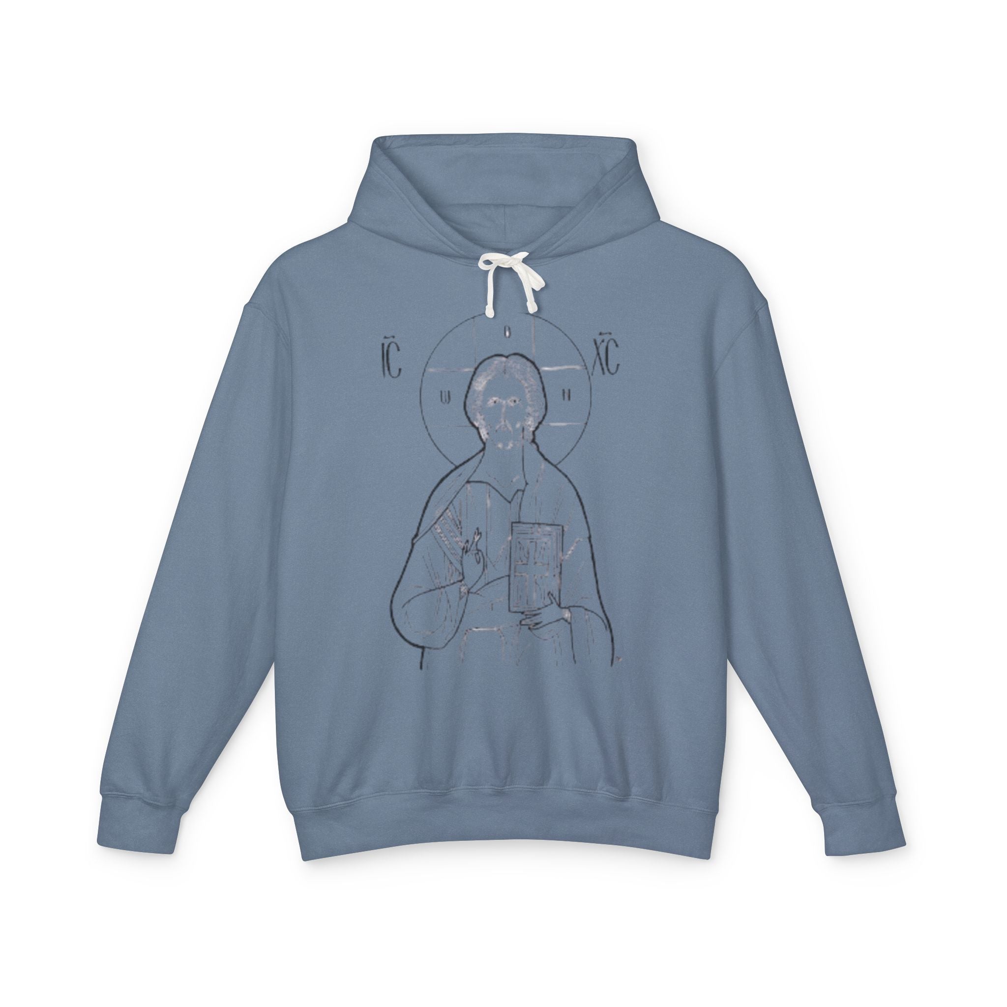 Unisex Lightweight Hooded Sweatshirt with Christ Design - Faith-Inspired Apparel