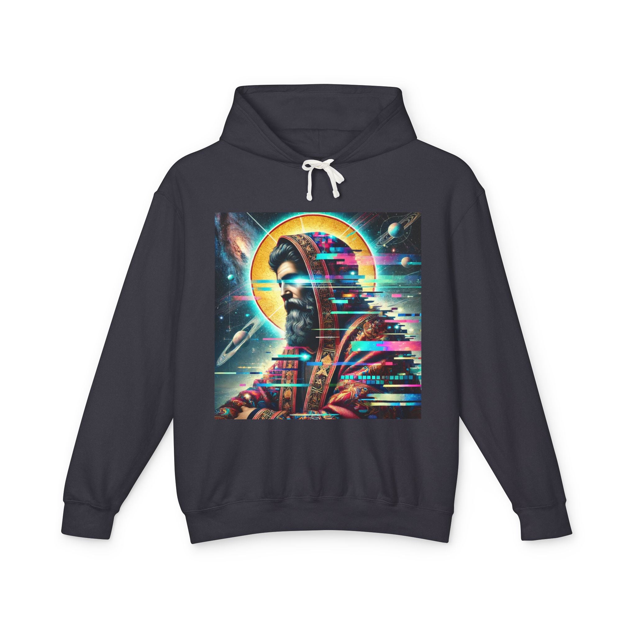 Cosmic Christ Unisex Lightweight Hooded Sweatshirt - Ethereal Hoodie for Spiritual Seekers