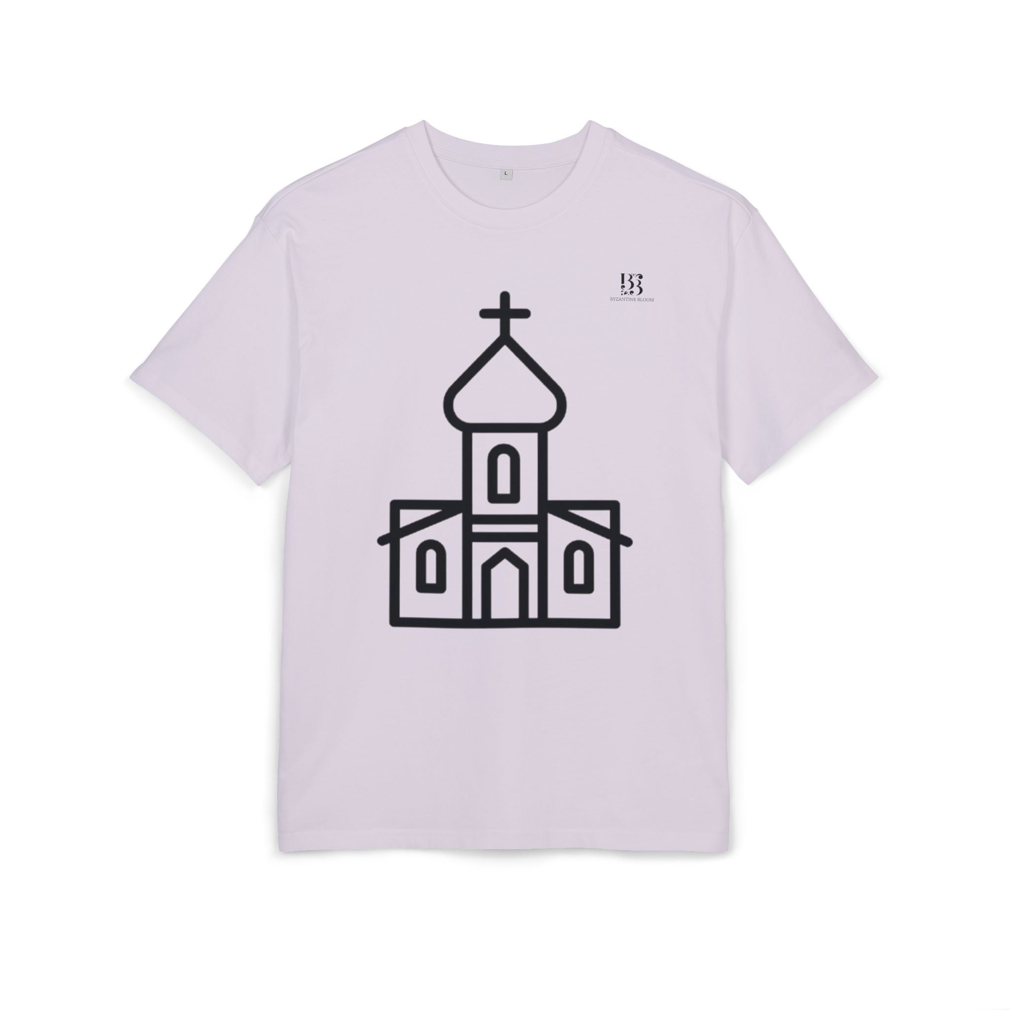 Unisex Heavy Oversize Tee - Modern Minimalist Church Design, Casual Wear for Everyday Style
