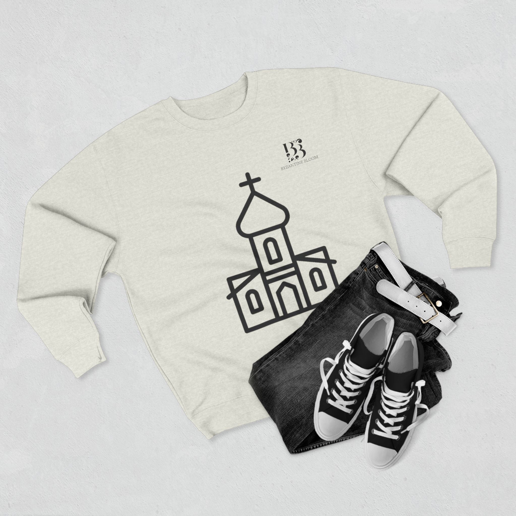 Minimalist Church Design Unisex Crewneck Sweatshirt - Perfect for Faith & Community Events