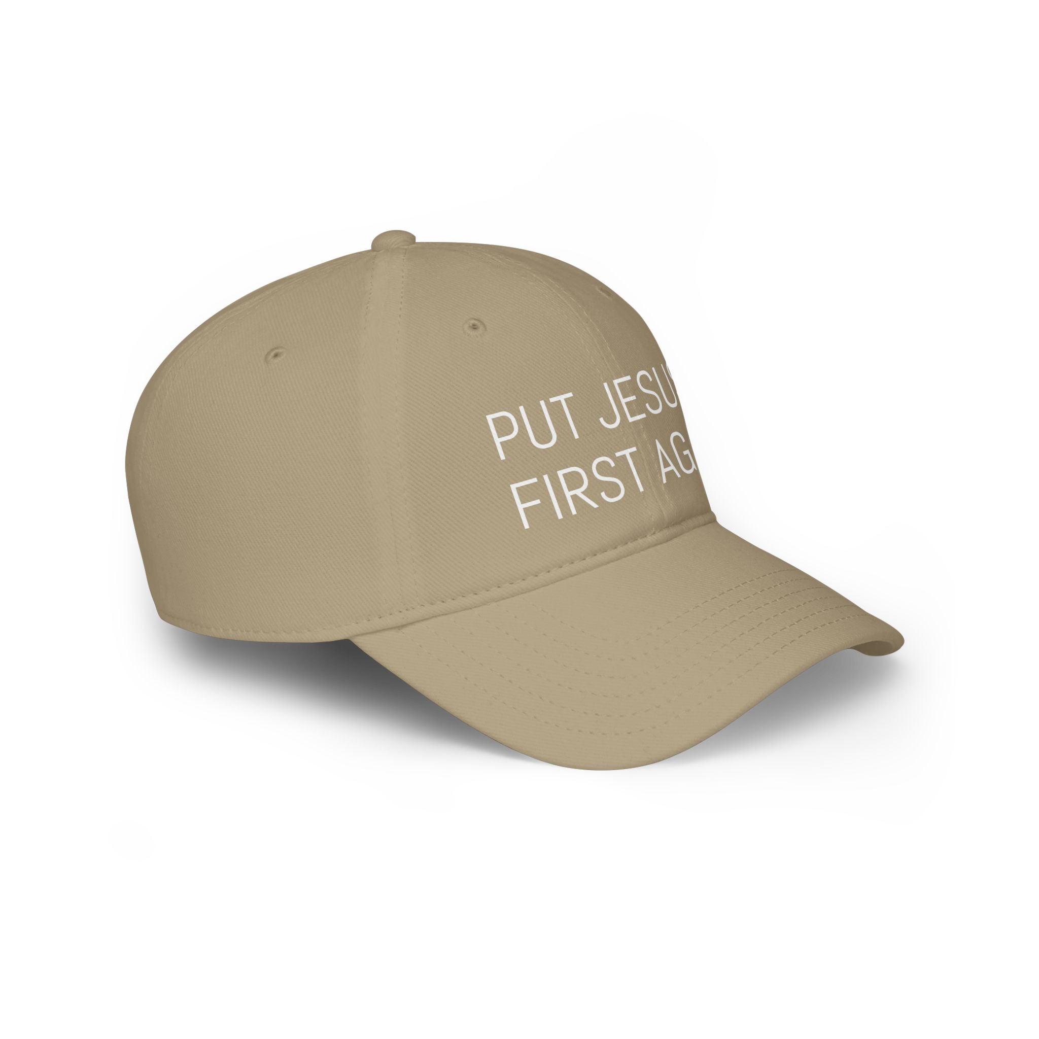 Inspirational Low Profile Baseball Cap - 'Put Jesus First Again'