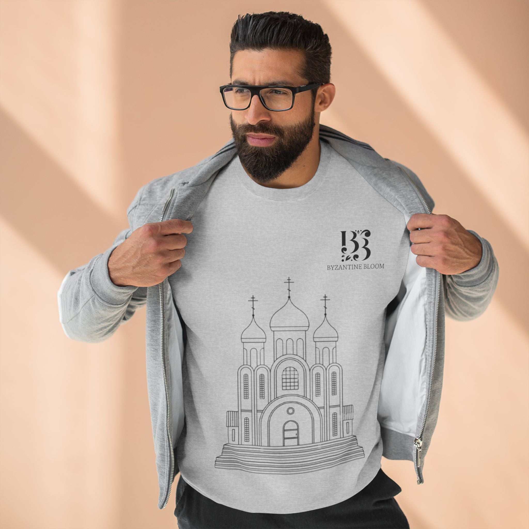 Minimalist Church Design Unisex Crewneck Sweatshirt - Cozy Spiritual Apparel