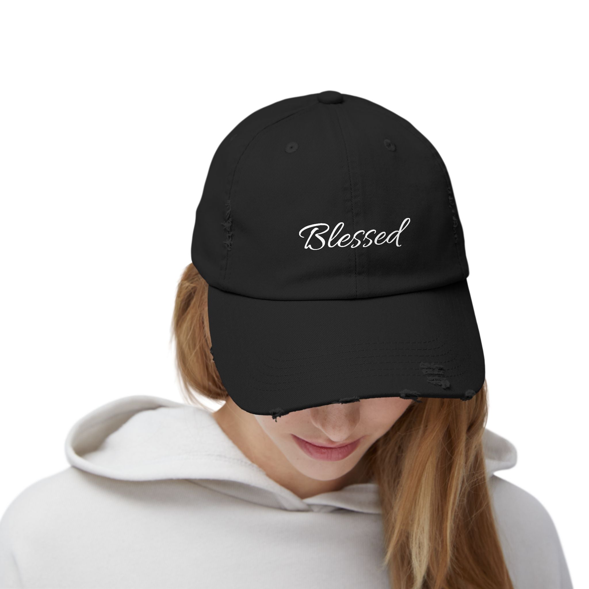 Blessed Distressed Cap - Unisex Casual Hat for Positivity
