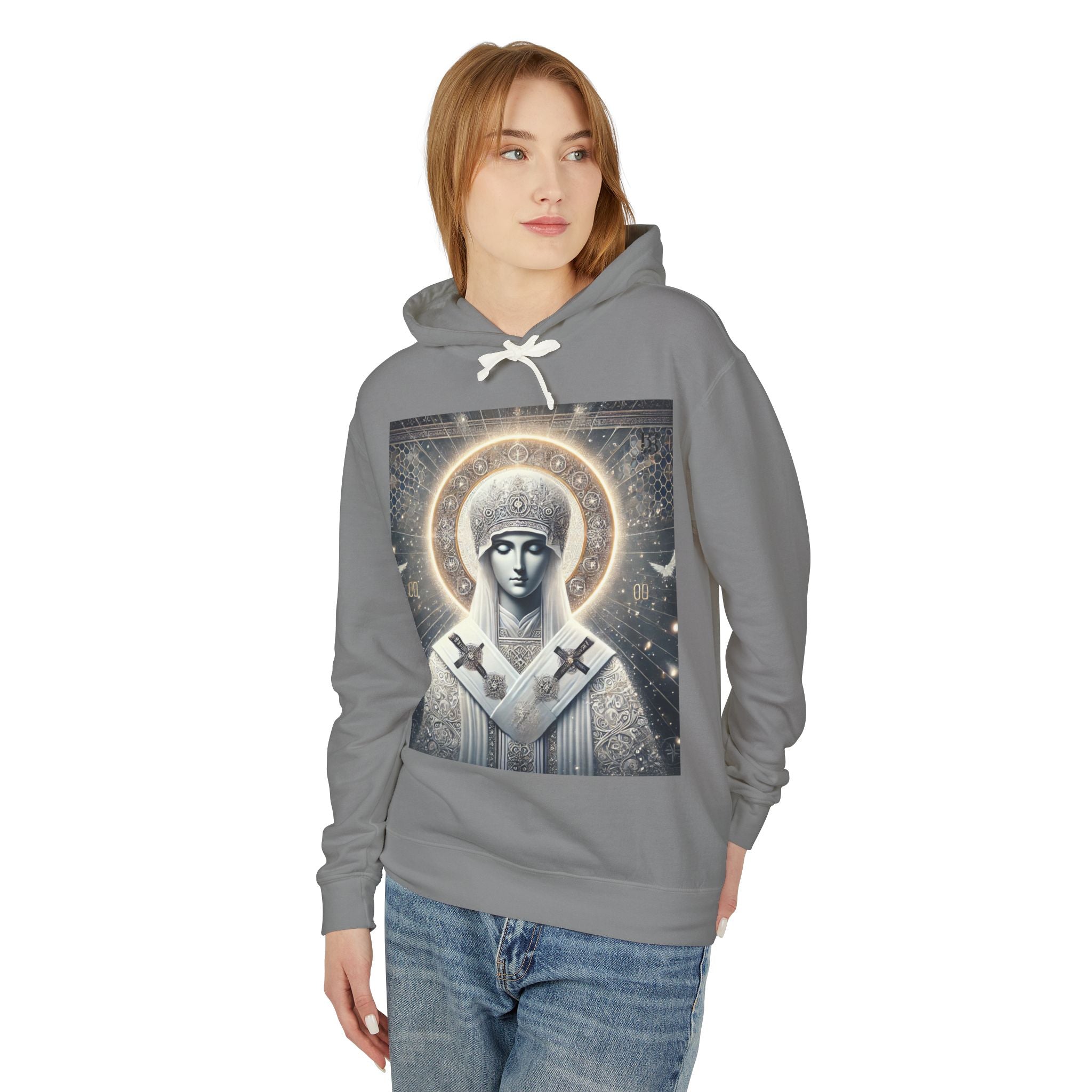 Unisex Lightweight Hooded Sweatshirt - Ethereal Saint Design