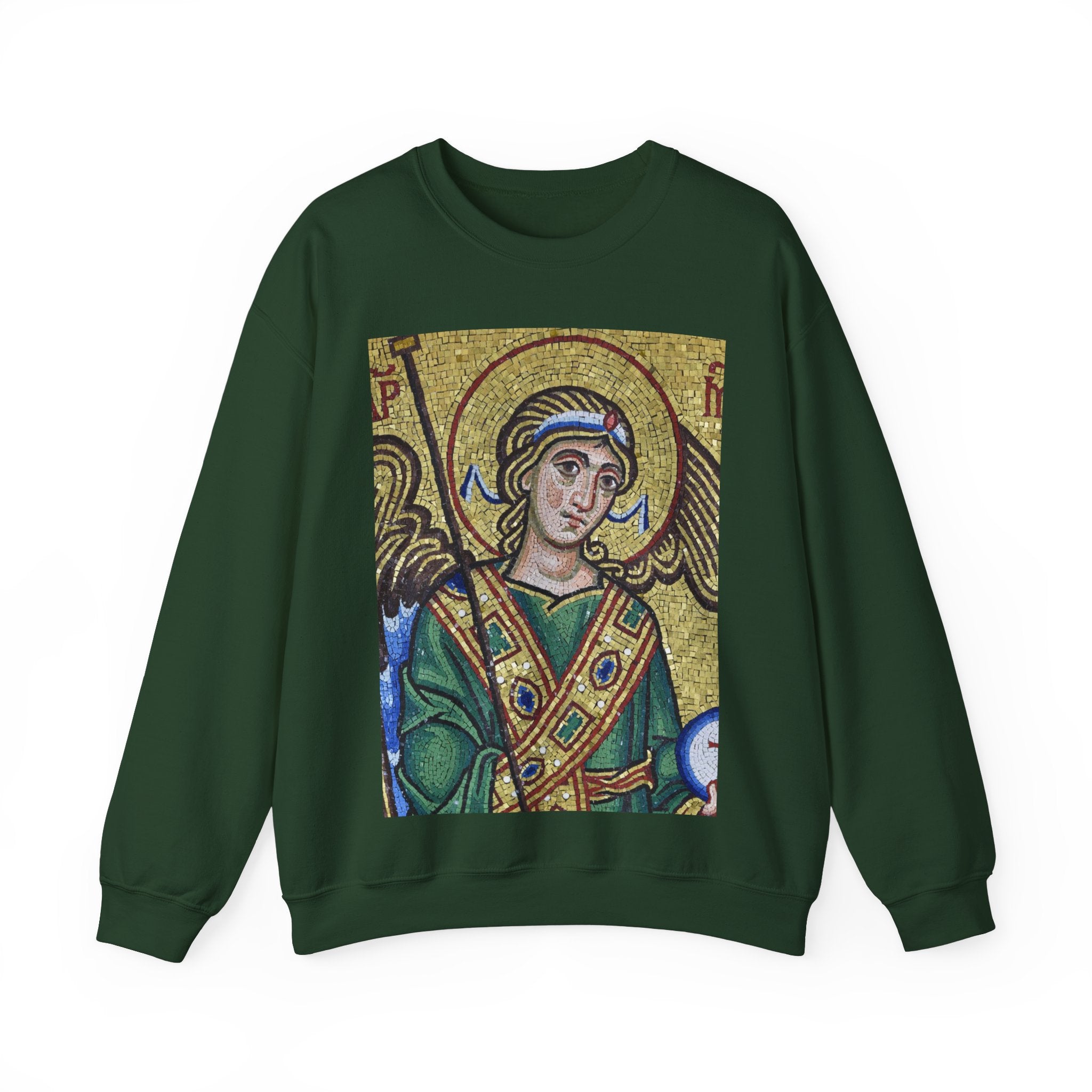 Unisex Heavy Blend™ Crewneck Sweatshirt with Mosaic Angel Design - Perfect for Spiritual Gatherings and Casual Comfort