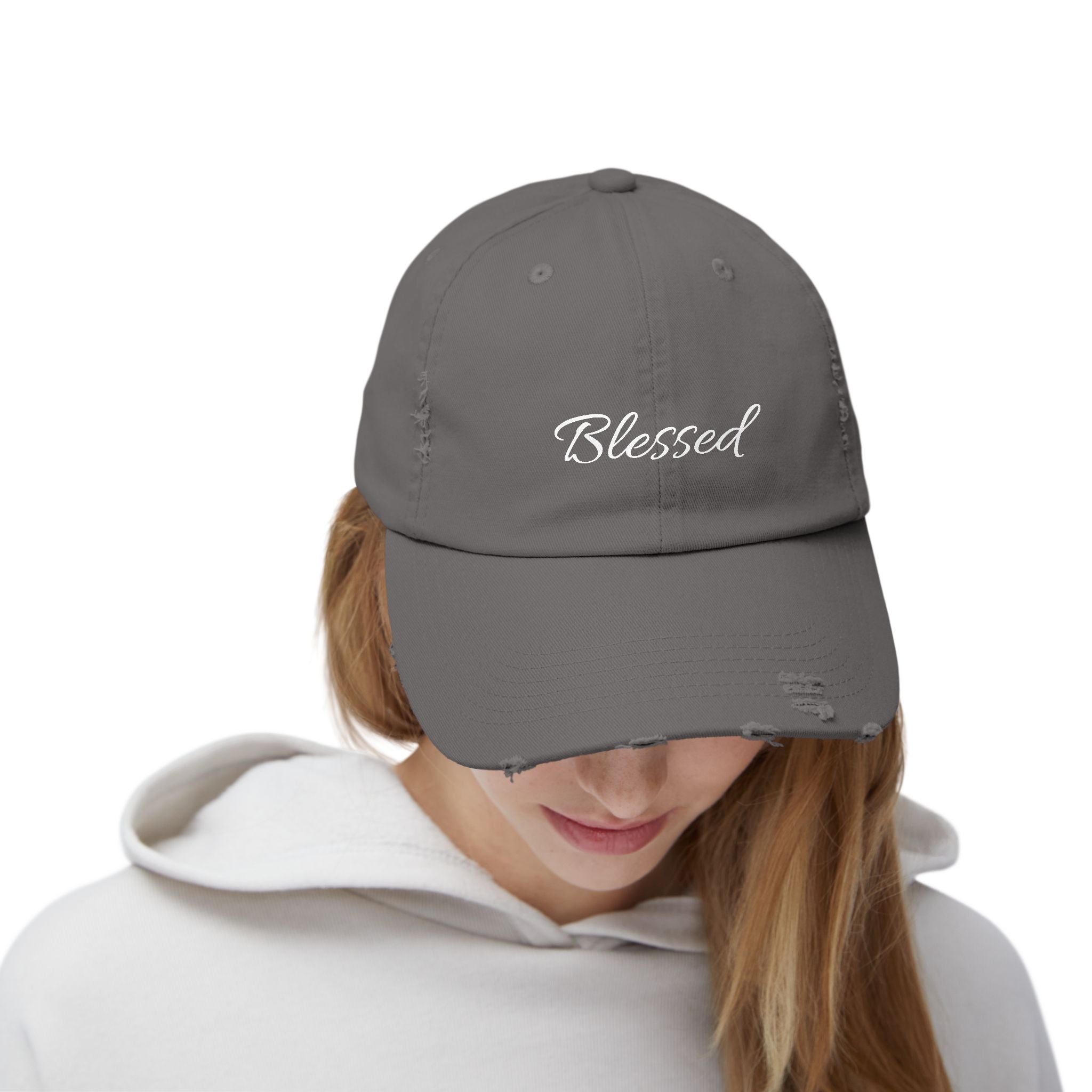 Blessed Distressed Cap - Unisex Casual Hat for Positivity