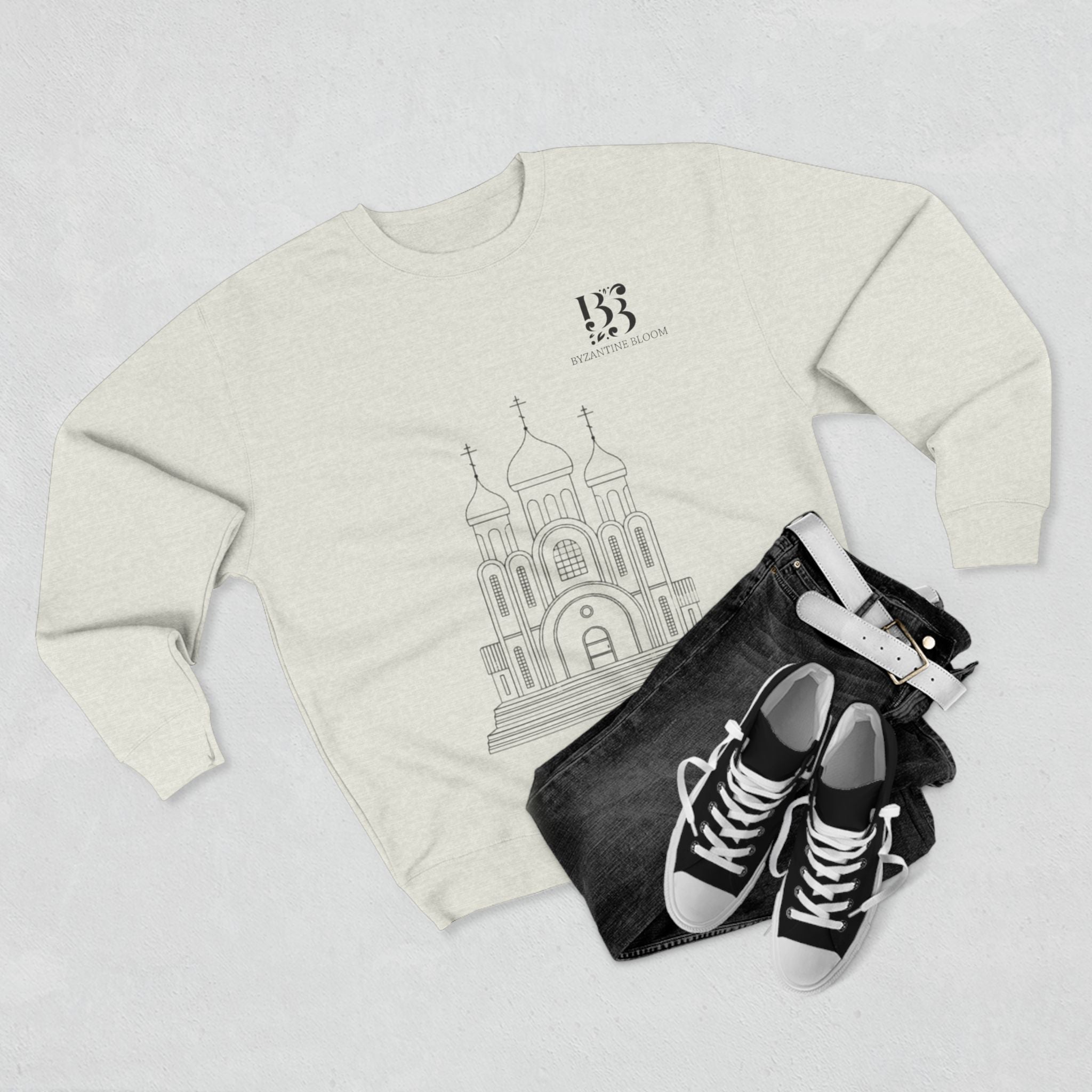 Minimalist Church Design Unisex Crewneck Sweatshirt - Cozy Spiritual Apparel