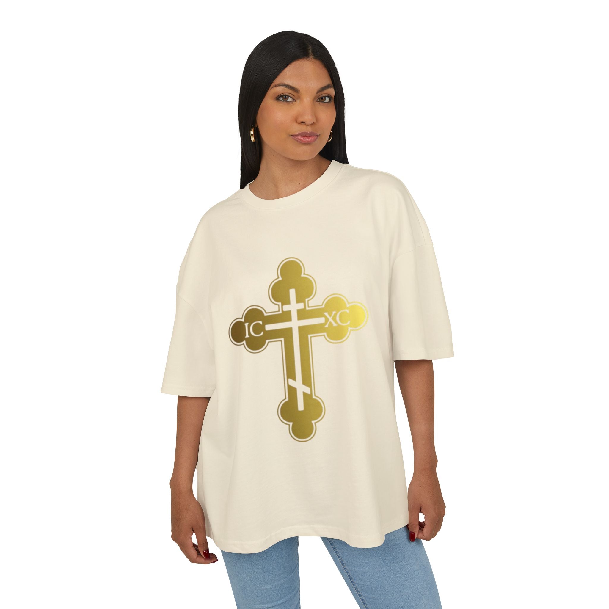 Black Ascension - Gold Cross Design Unisex Heavy Cotton Tee - Faith & Style