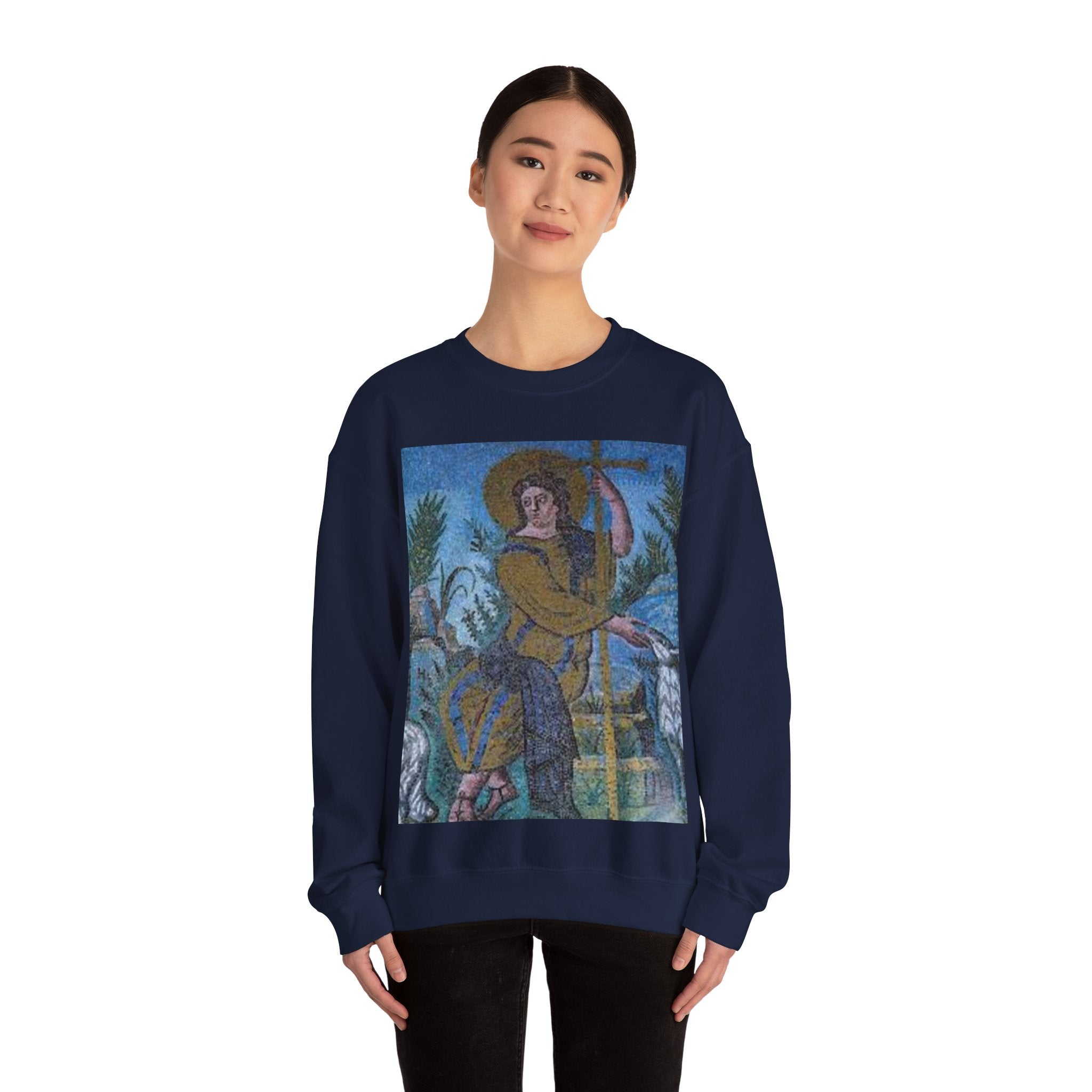 Unisex Heavy Blend™ Crewneck Sweatshirt with Vintage Mosaic Design
