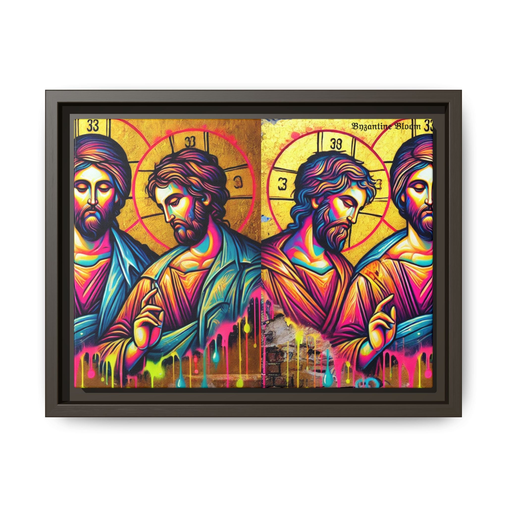 Vibrant Framed Canvas Art - Colorful Jesus Icons