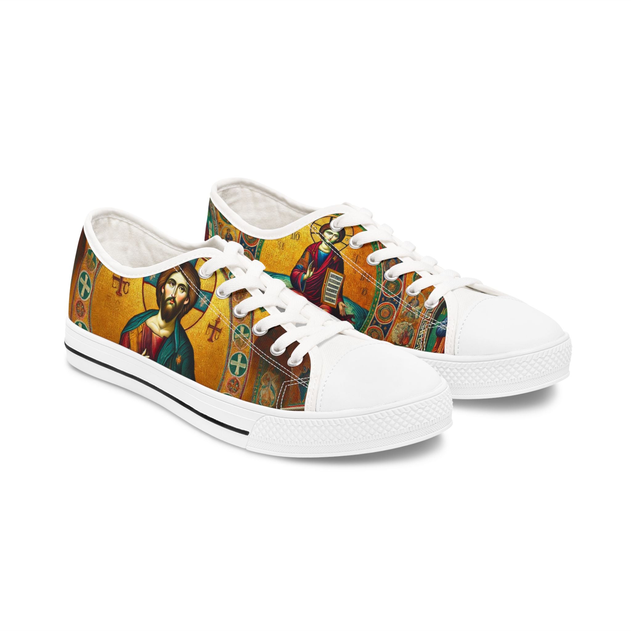 Religious Icon Low Top Sneakers - Artistic Christian Design