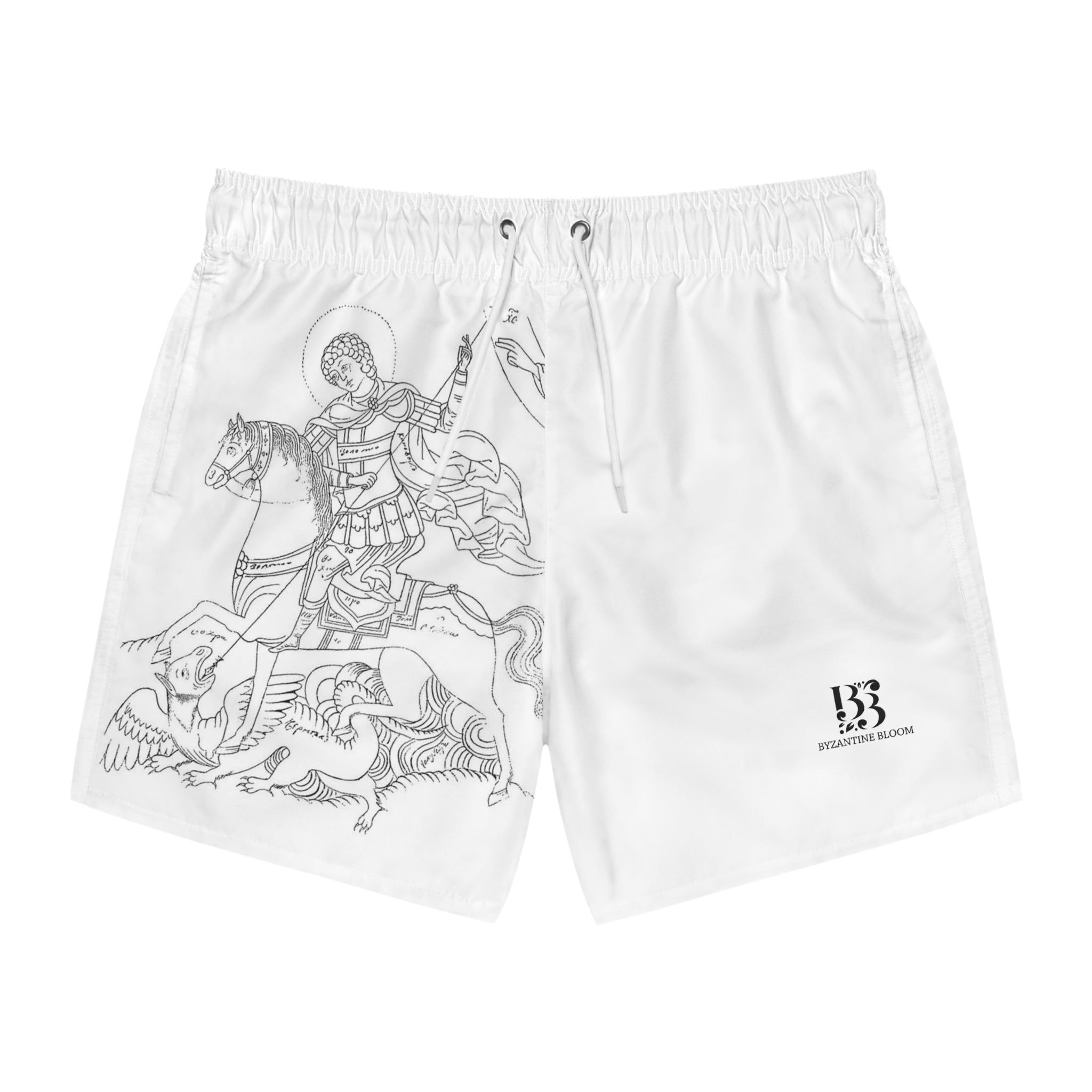 Religious Art Swim Trunks - Iconic Designs for Beach Vibes