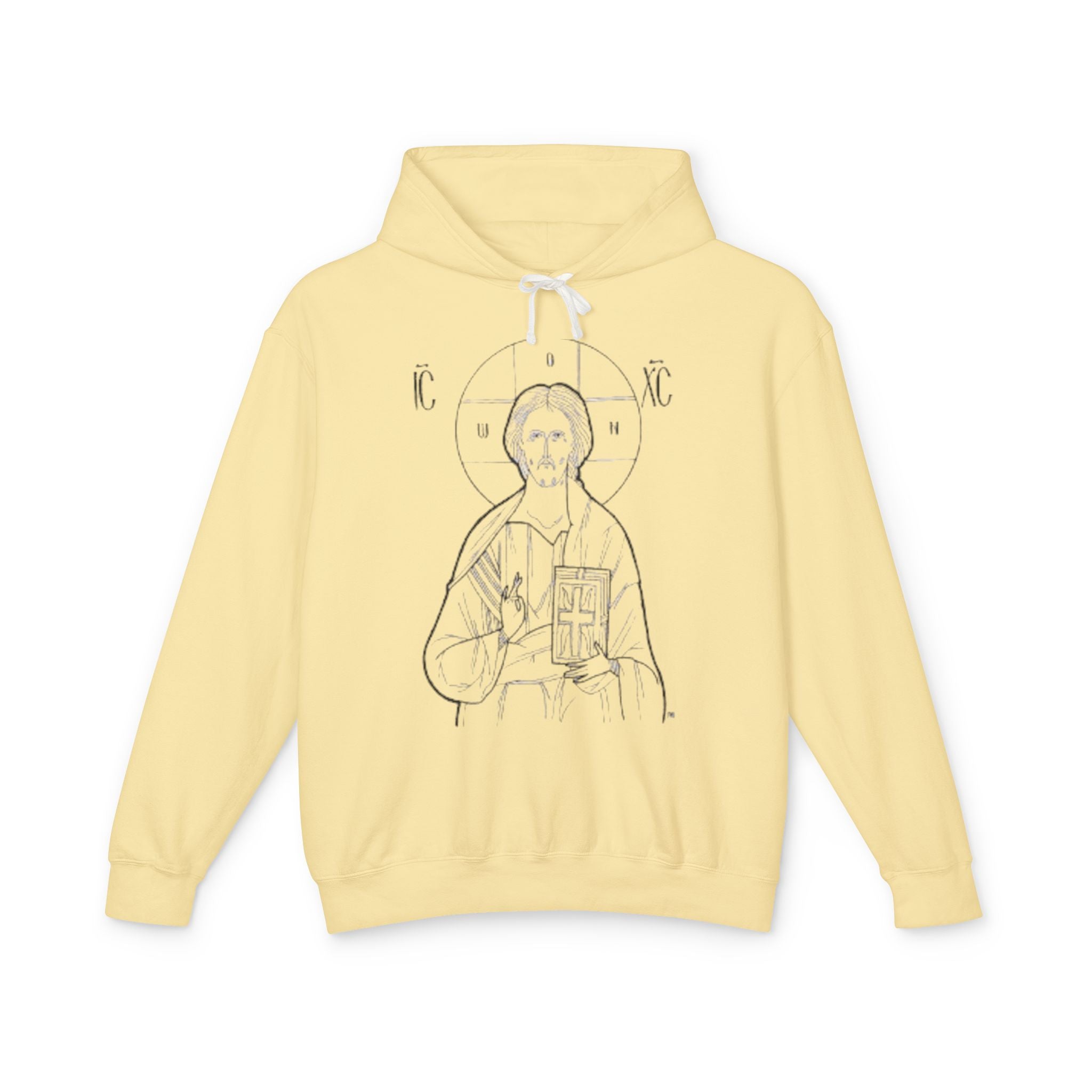 Unisex Lightweight Hooded Sweatshirt with Christ Design - Faith-Inspired Apparel